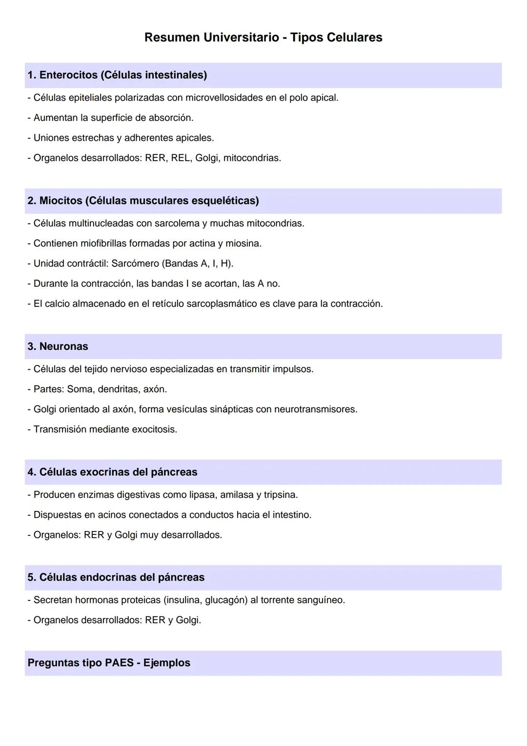 Resumen tipos celulares