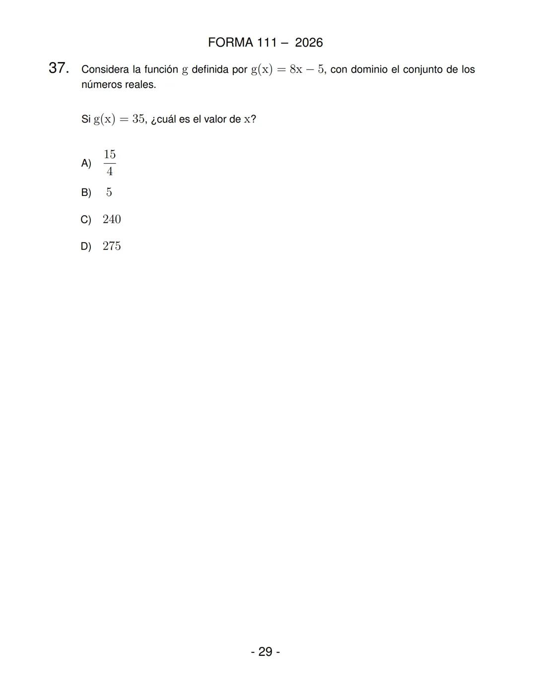FORMA 111
Prueba de Acceso a la Educación Superior (PAES)
COMPETENCIA
MATEMÁTICA 1
Proceso de Admisión 2026 DEMRE
1. Esta prueba contiene 65
