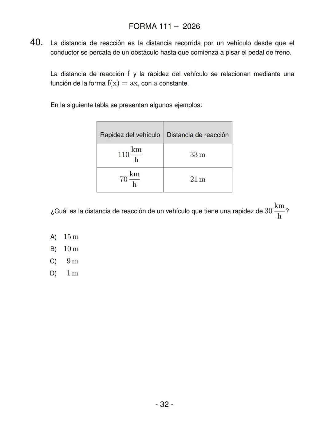 FORMA 111
Prueba de Acceso a la Educación Superior (PAES)
COMPETENCIA
MATEMÁTICA 1
Proceso de Admisión 2026 DEMRE
1. Esta prueba contiene 65