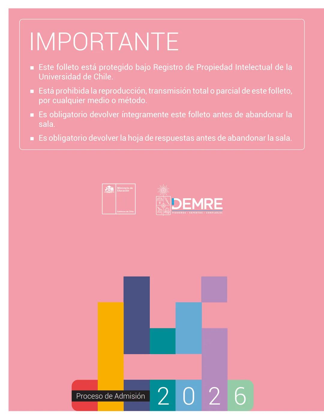 FORMA 111
Prueba de Acceso a la Educación Superior (PAES)
COMPETENCIA
MATEMÁTICA 1
Proceso de Admisión 2026 DEMRE
1. Esta prueba contiene 65