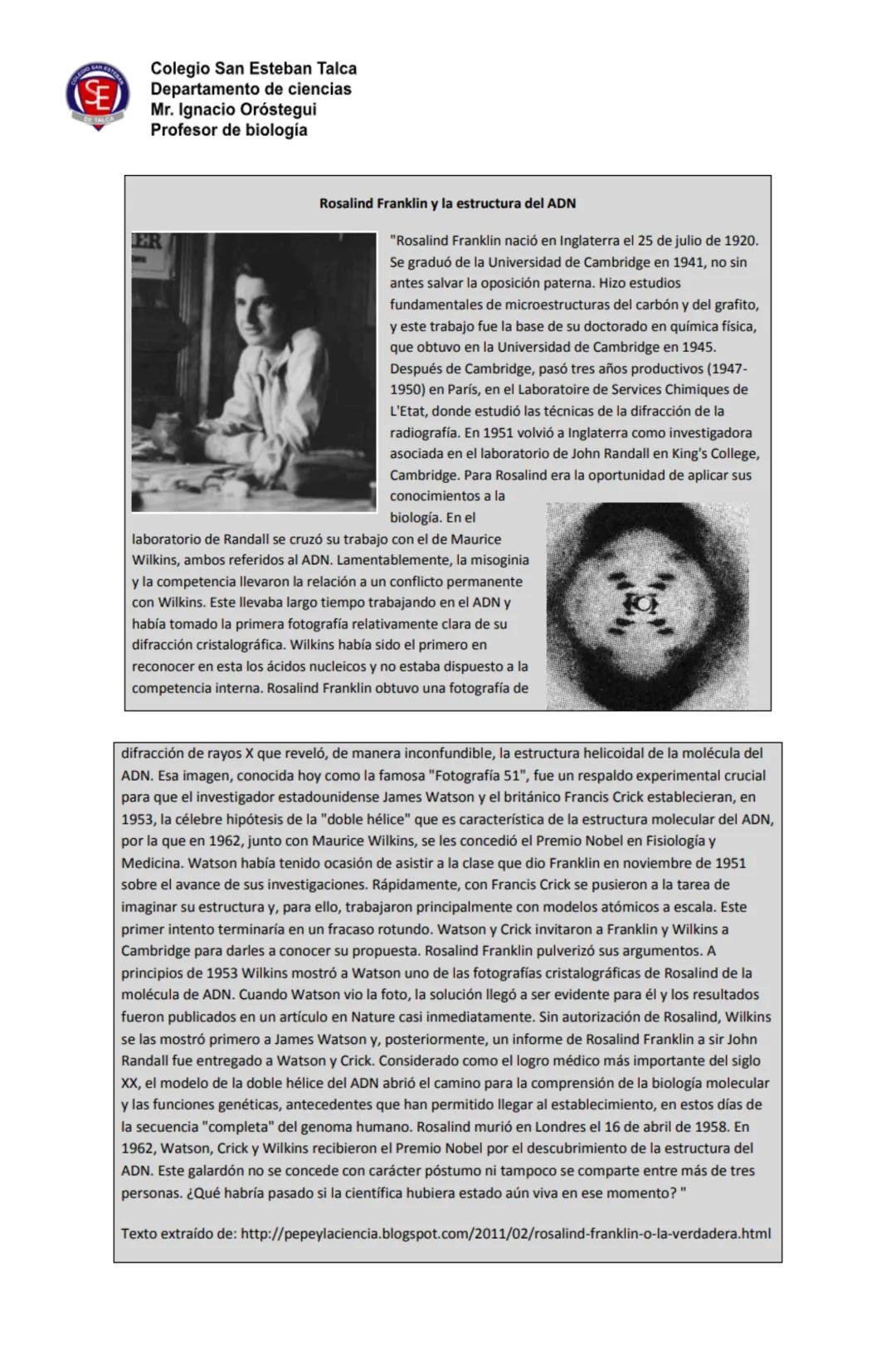 # SE
Colegio San Esteban Talca
Departamento de ciencias
Mr. Ignacio Oróstegui
Profesor de biología
Guide 2 unidad 3:
Anomalías cromosómicas