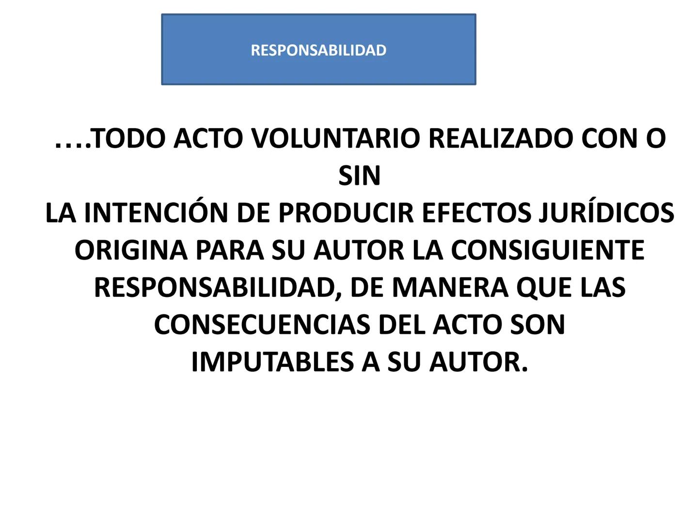 RESPONSABILIDAD
D
CIVIL Y PENAL RESPONSABILIDAD
....TODO ACTO VOLUNTARIO REALIZADO CON O
SIN
LA INTENCIÓN DE PRODUCIR EFECTOS JURÍDICOS
ORIG