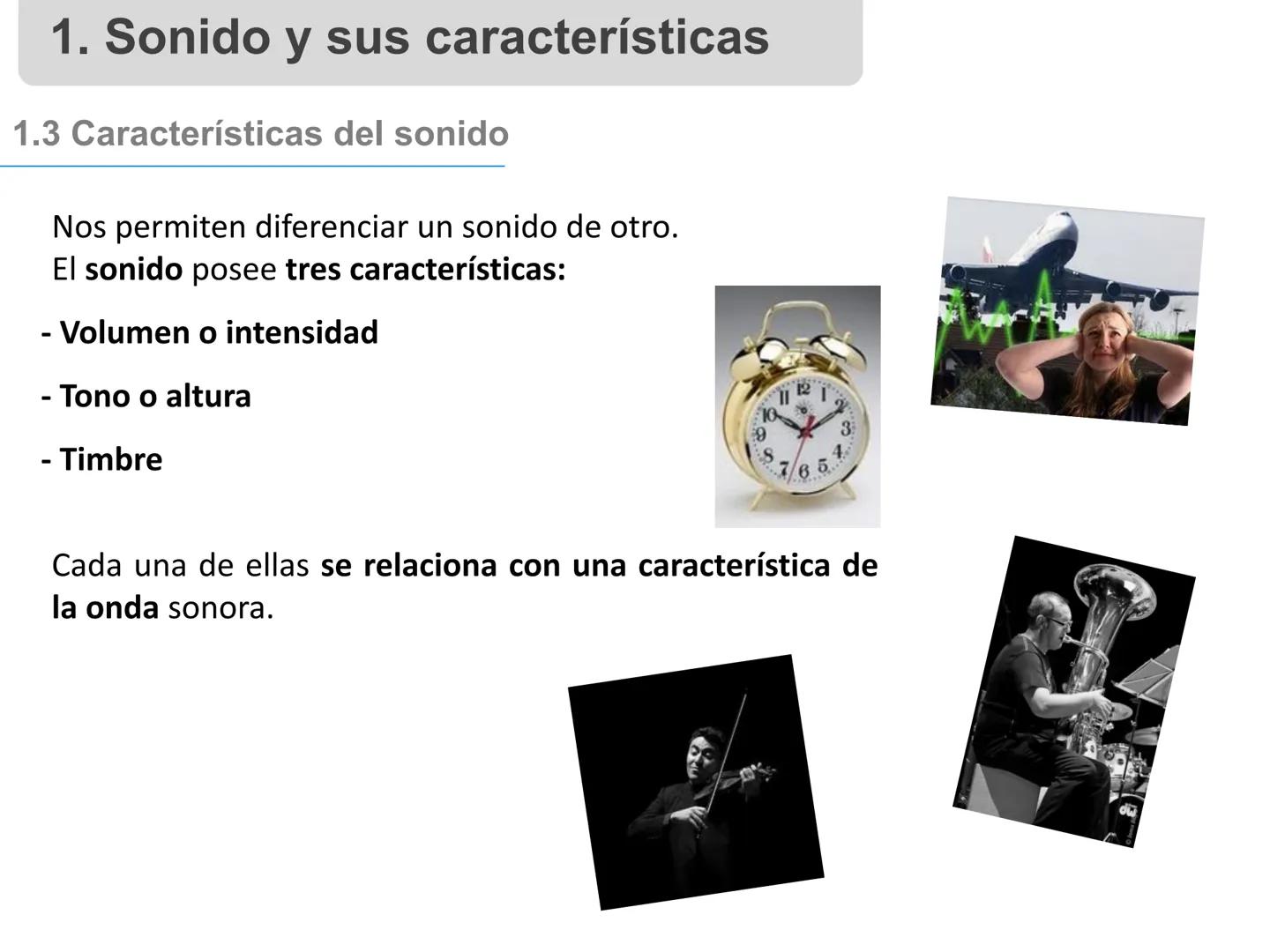 # 1. Sonido, sus características y
propiedades
Profesora: Angela Pinto 1. Sonido y sus características
1.1 Definición
El sonido es una onda