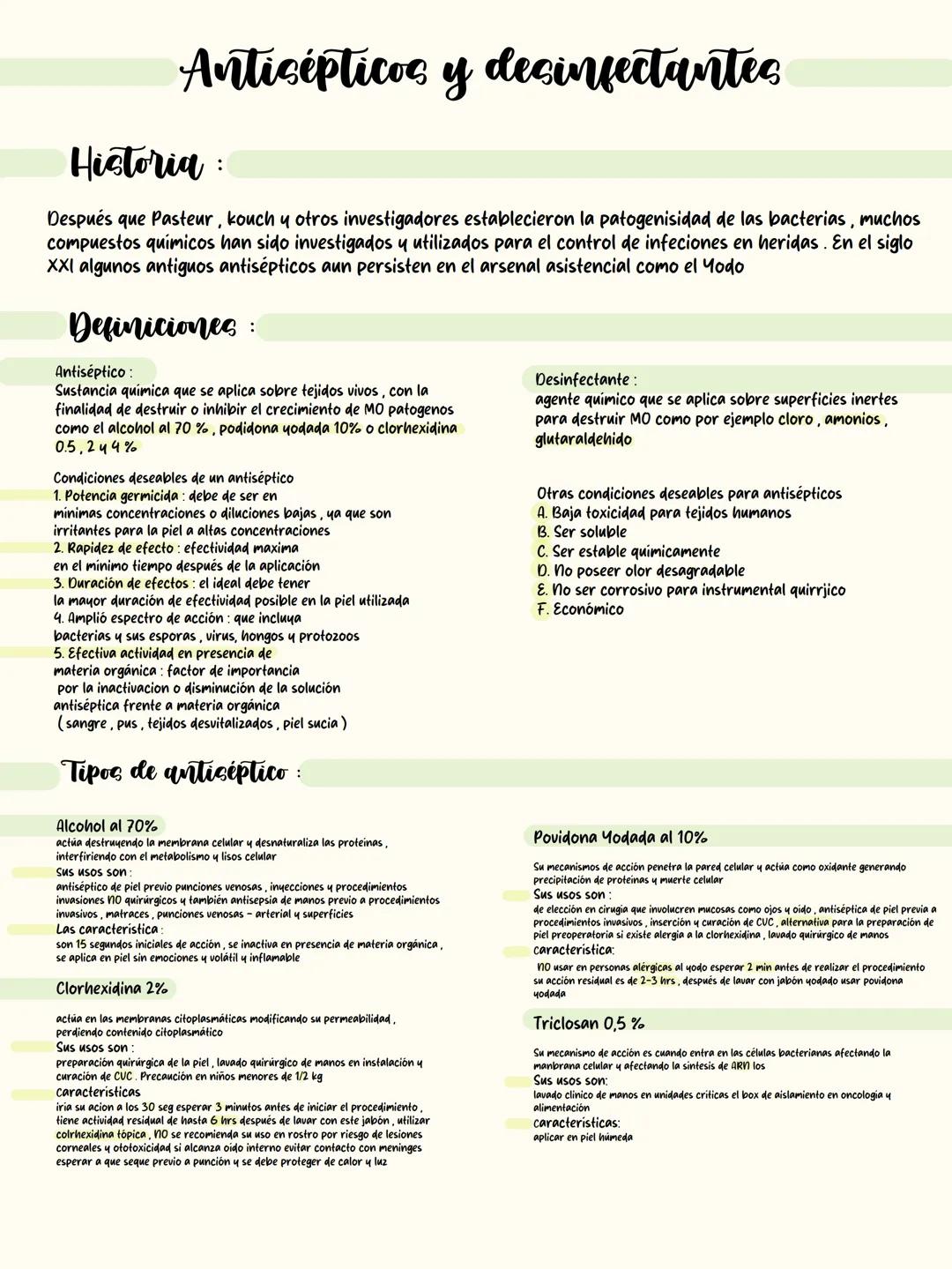 --- OCR Start ---
Antisépticos y desinfectantes
Historia:
Después que Pasteur, kouch y otros investigadores establecieron la patogenisidad d