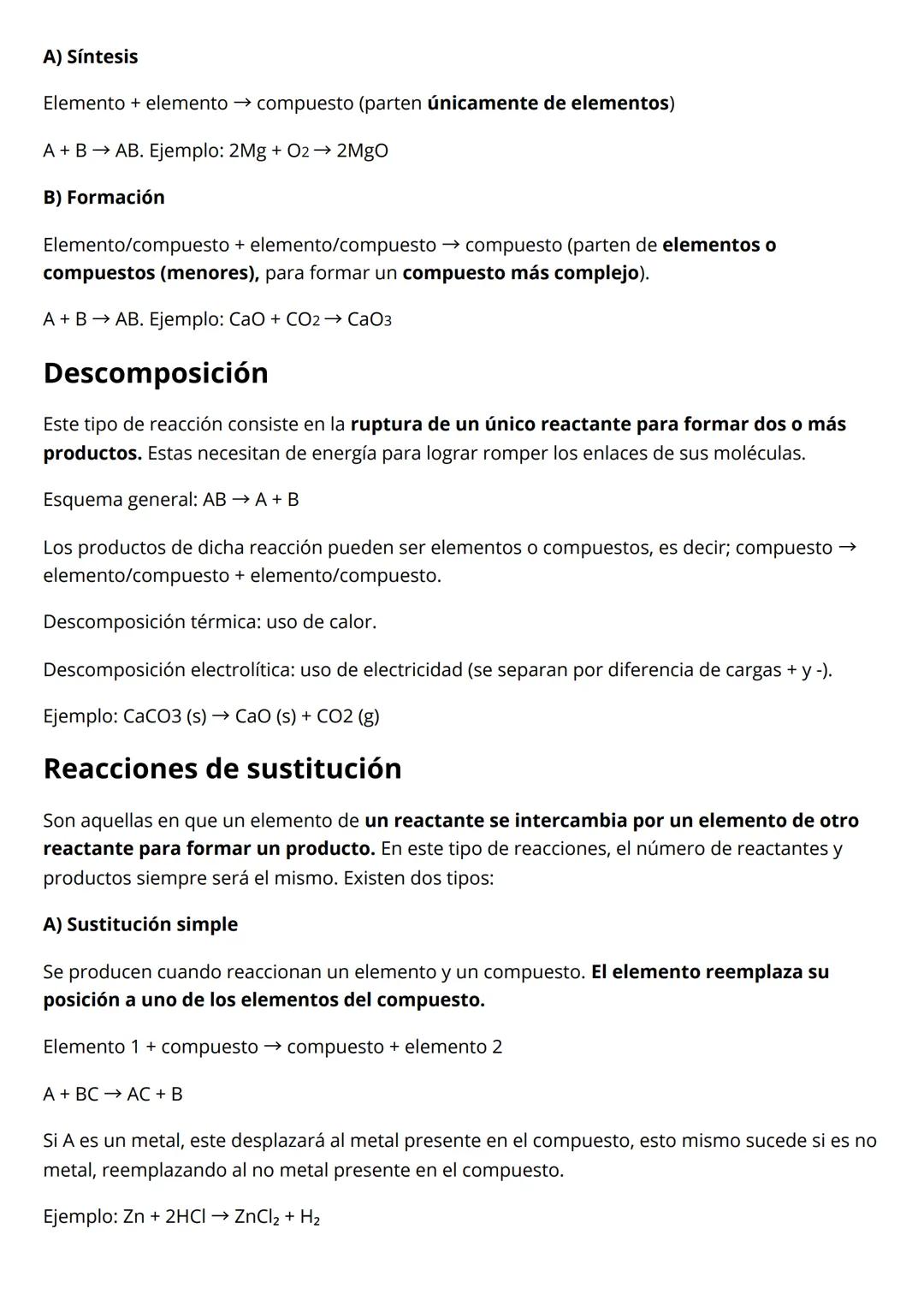 Tipos de reacciones químicas
Reacciones Reversibles e Irreversibles
Una reacción reversible tiene dos sentidos, es decir, los reactantes se
