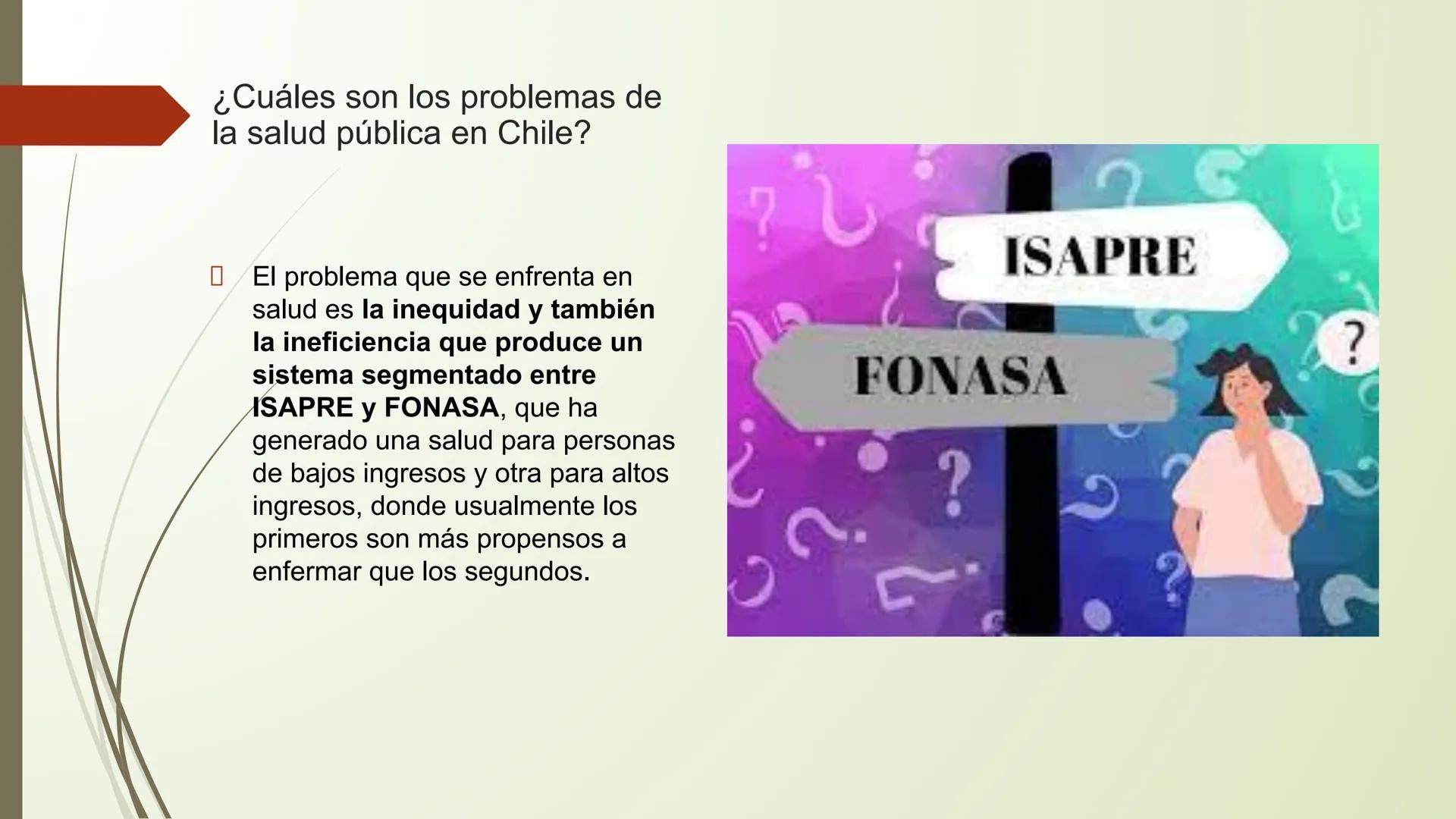 Salud
pública
en Chile
¿Qué es la salud pública en Chile?
¿Cuáles son los problemas de la salud pública en Chile?
¿Qué tan eficiente es la s
