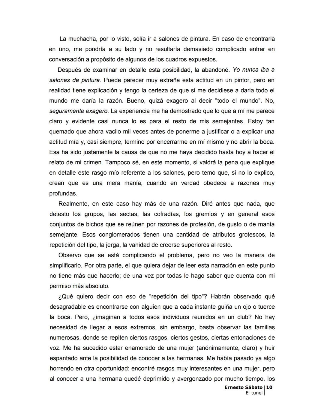 ## EL TÚNEL
ERNESTO SÁBATo ÍNDICE
I.
5
II
6
III
8
IV
.
9
V
13
VI.
16
VII
19
VIII.
22
IX.
23
X.
28
XI.
30
XII.
31
XIII.
34
XIV
38
XV
39
XVI