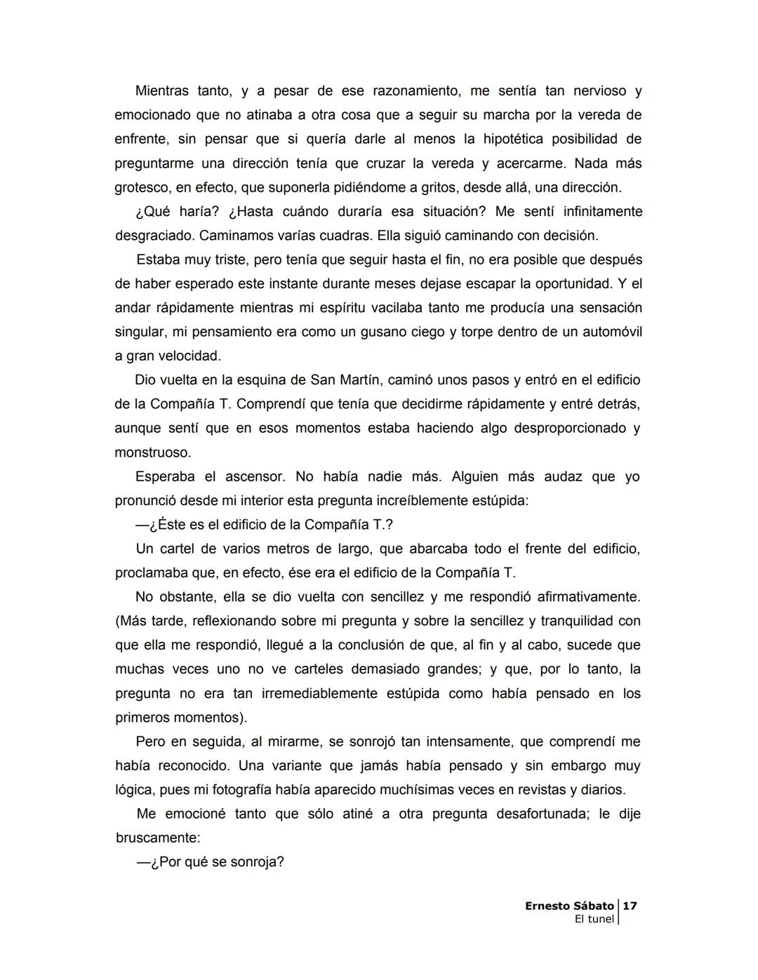 ## EL TÚNEL
ERNESTO SÁBATo ÍNDICE
I.
5
II
6
III
8
IV
.
9
V
13
VI.
16
VII
19
VIII.
22
IX.
23
X.
28
XI.
30
XII.
31
XIII.
34
XIV
38
XV
39
XVI