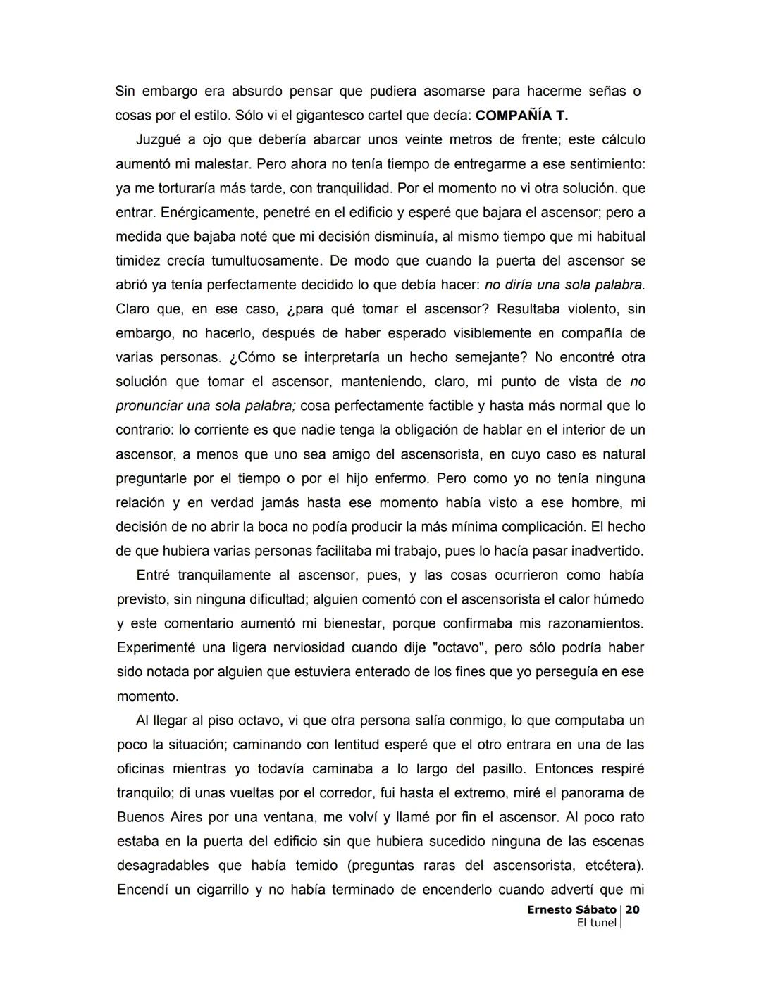 ## EL TÚNEL
ERNESTO SÁBATo ÍNDICE
I.
5
II
6
III
8
IV
.
9
V
13
VI.
16
VII
19
VIII.
22
IX.
23
X.
28
XI.
30
XII.
31
XIII.
34
XIV
38
XV
39
XVI