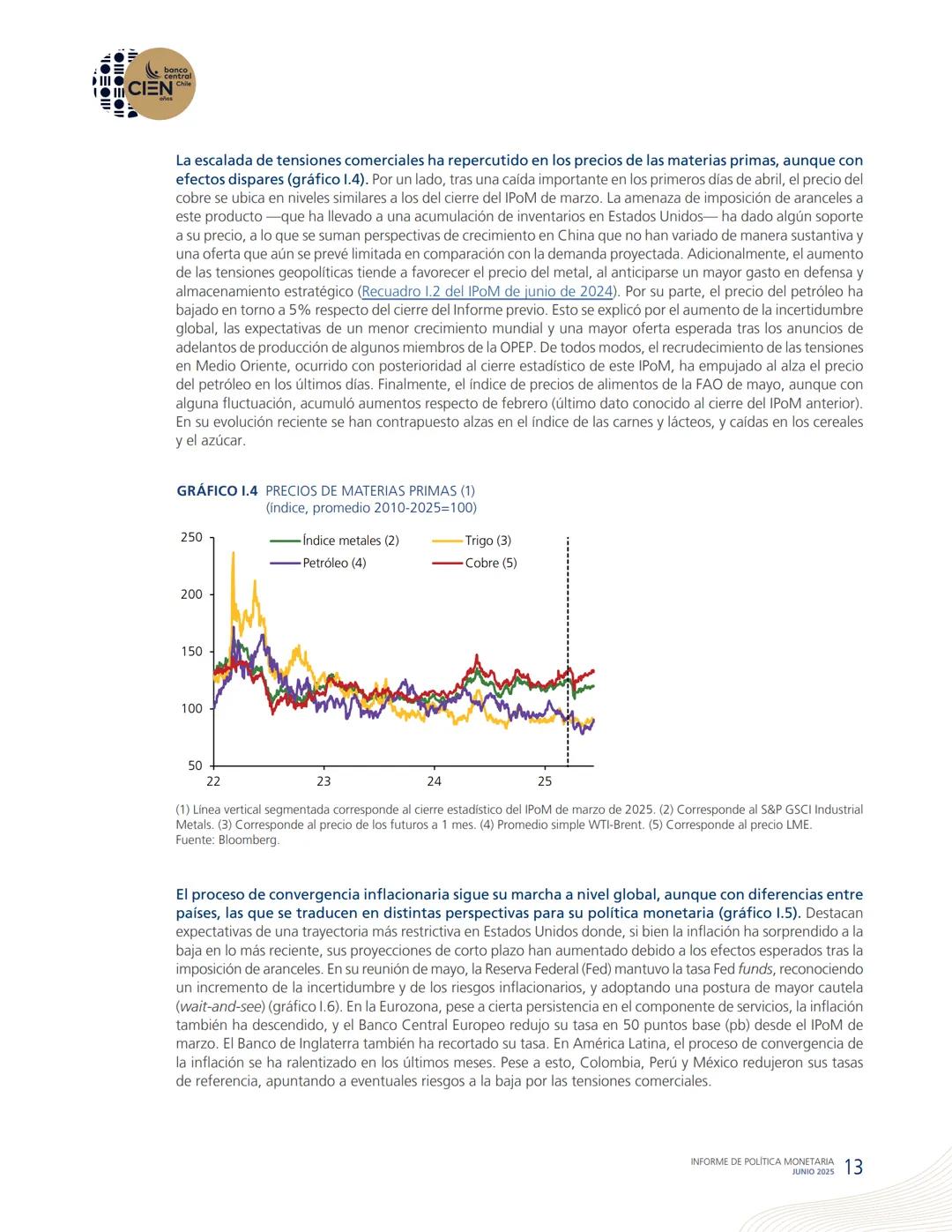 banco
central
III 10 CIEN Chile
años
INFORME DE POLÍTICA
MONETARIA
JUNIO 2025
50.000
BANCO CENTRAL DE CHOLE
50.000
ENTRAL DE
00
SANTIAGO
BAN