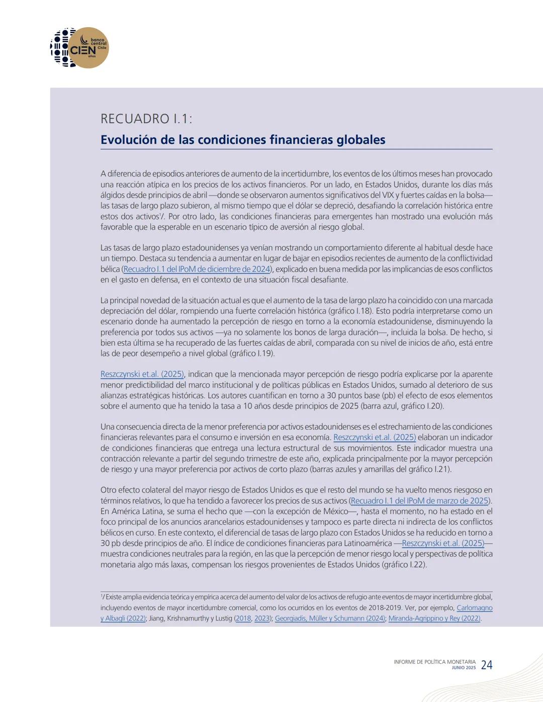 banco
central
III 10 CIEN Chile
años
INFORME DE POLÍTICA
MONETARIA
JUNIO 2025
50.000
BANCO CENTRAL DE CHOLE
50.000
ENTRAL DE
00
SANTIAGO
BAN