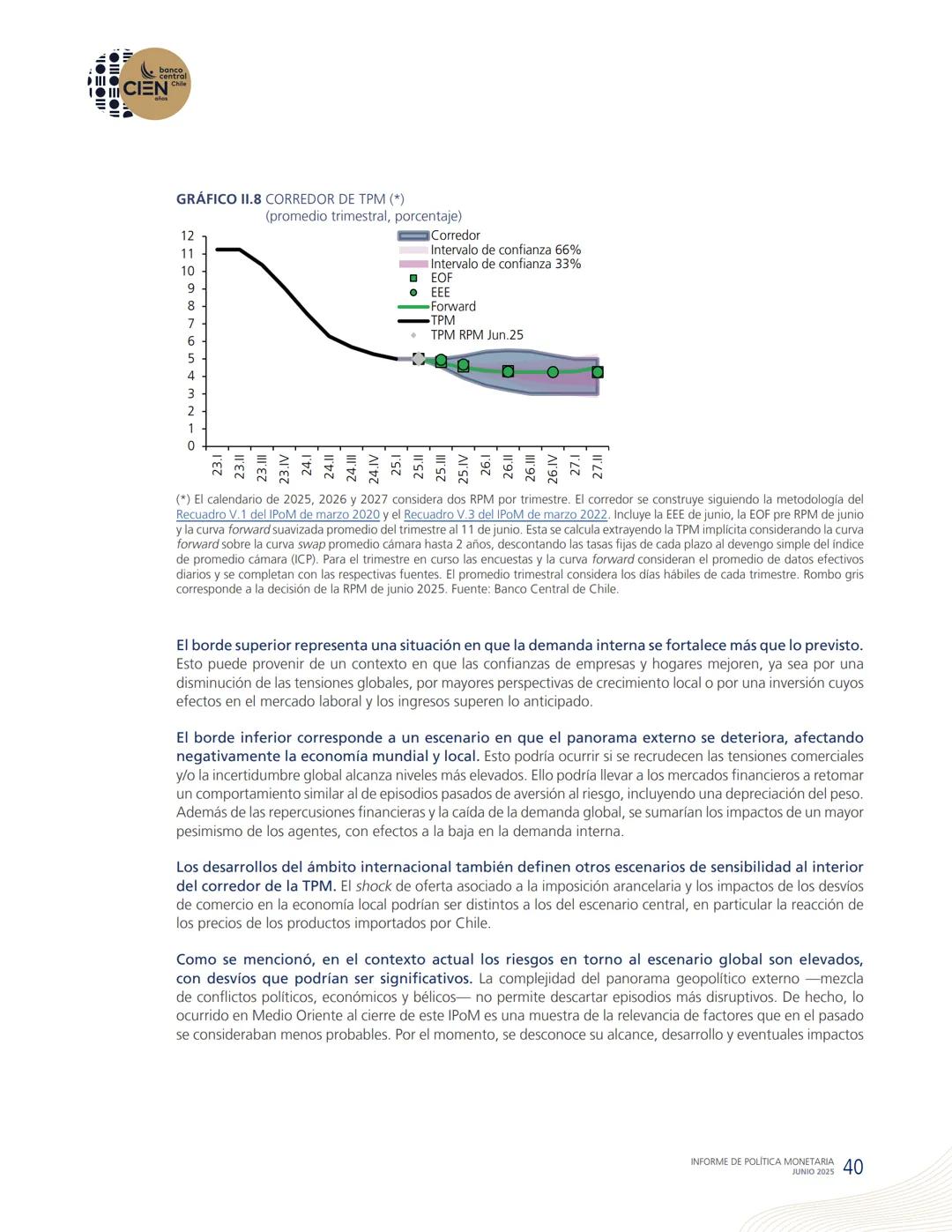 banco
central
III 10 CIEN Chile
años
INFORME DE POLÍTICA
MONETARIA
JUNIO 2025
50.000
BANCO CENTRAL DE CHOLE
50.000
ENTRAL DE
00
SANTIAGO
BAN