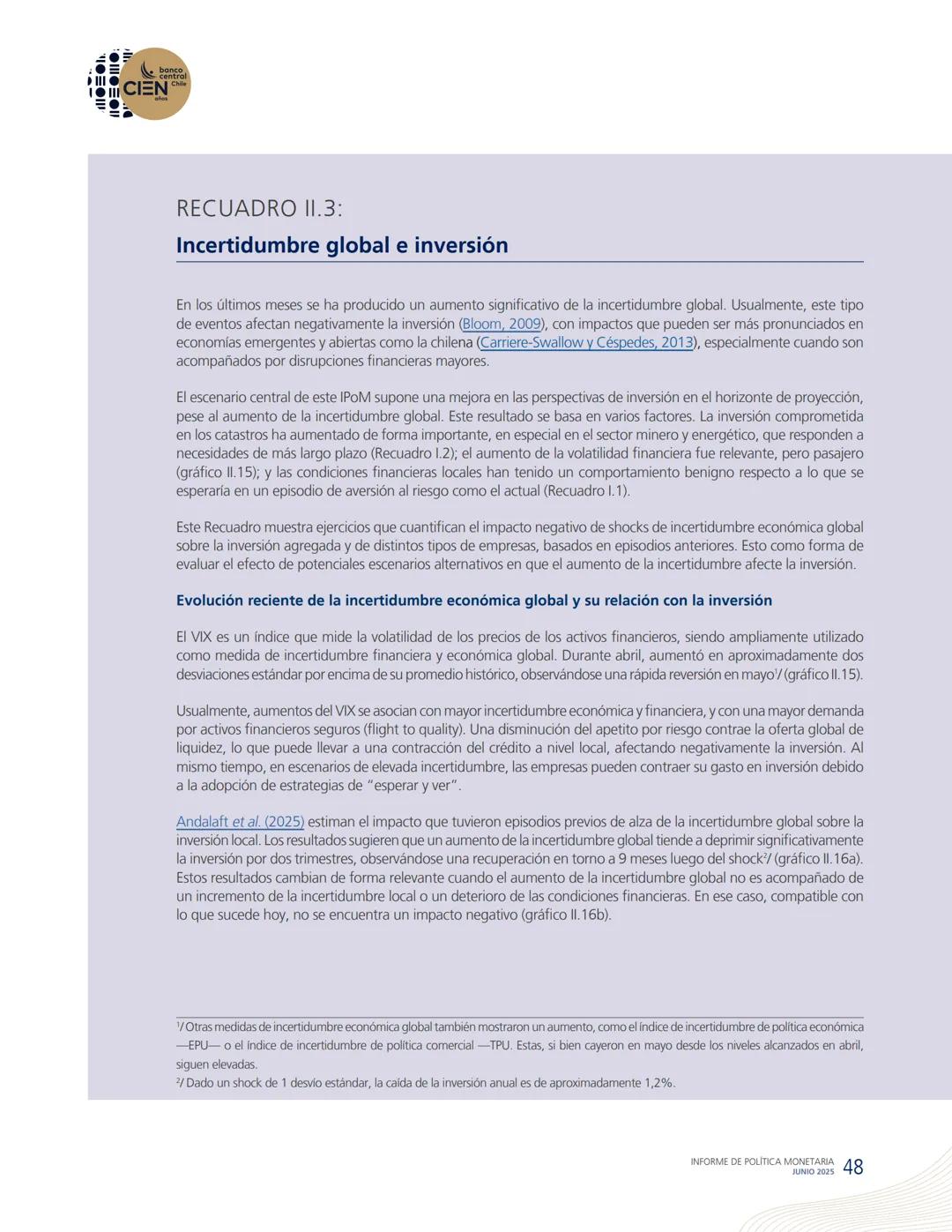 banco
central
III 10 CIEN Chile
años
INFORME DE POLÍTICA
MONETARIA
JUNIO 2025
50.000
BANCO CENTRAL DE CHOLE
50.000
ENTRAL DE
00
SANTIAGO
BAN