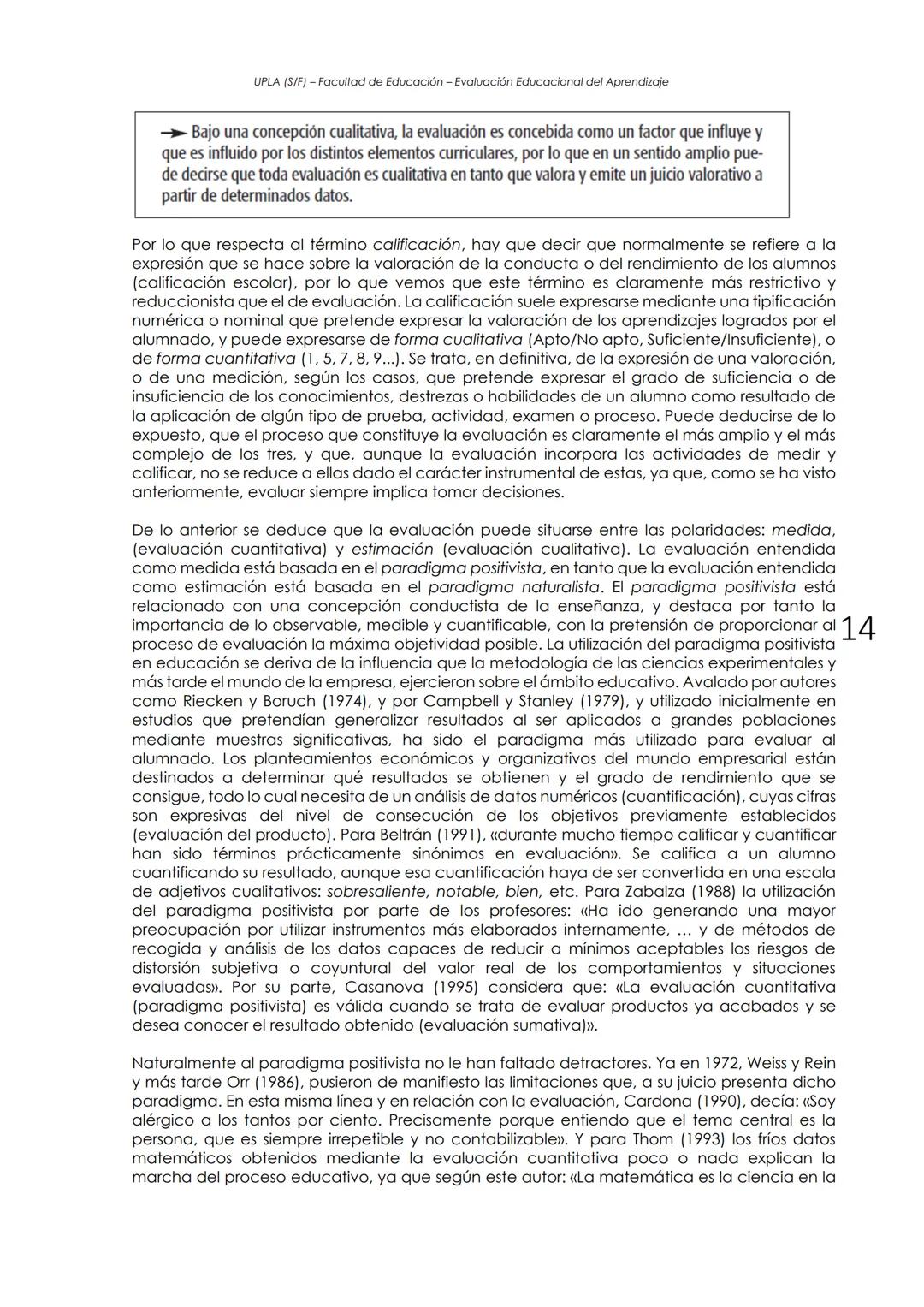 UPLA (S/F) - Facultad de Educación - Evaluación Educacional del Aprendizaje
EVALUACION: HISTORIA Y CONCEPTO
(Adaptado de Castillo y Cabreriz