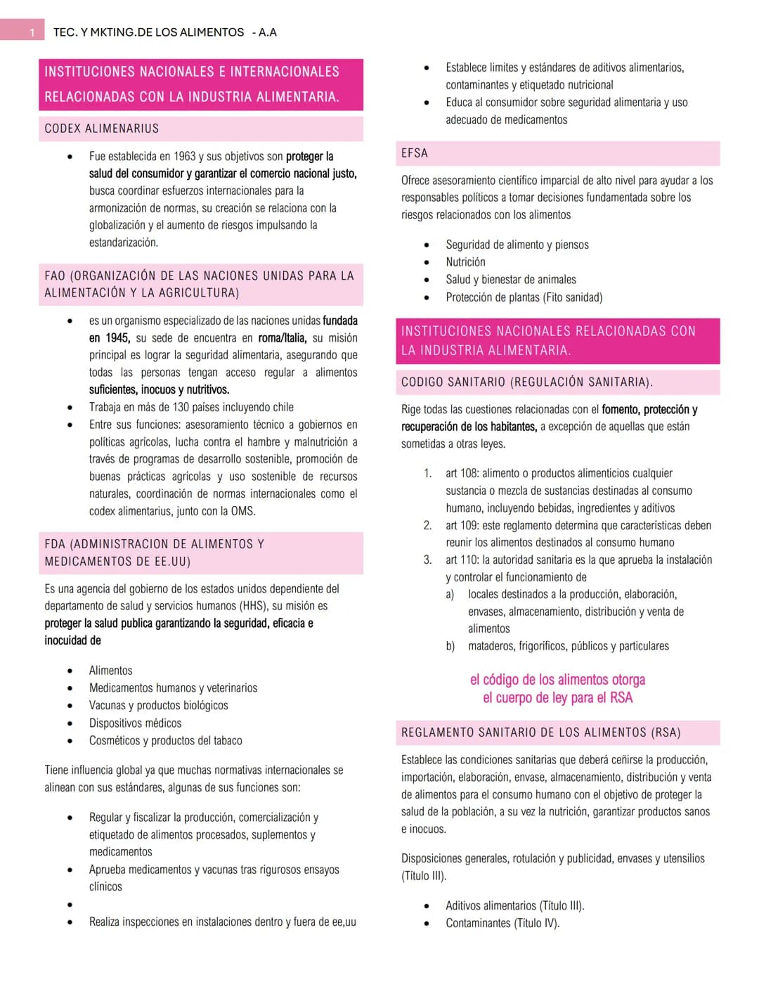 TEC. Y MKTING. DE LOS
ALIMENTOS
ANTONIA CATALINA ALCAIDE MORALES 1
TEC. Y MKTING.DE LOS ALIMENTOS -A.A
INSTITUCIONES NACIONALES E INTERNACI