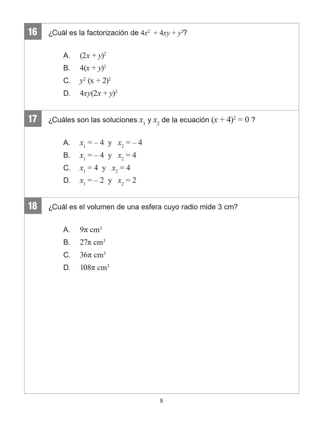 SANTILLANA
ENSAYO SIMCE 3
MATEMÁTICA
2° MEDIO 2025
Antes de comenzar la prueba, lee las siguientes instrucciones.
INSTRUCCIONES
* Contesta s