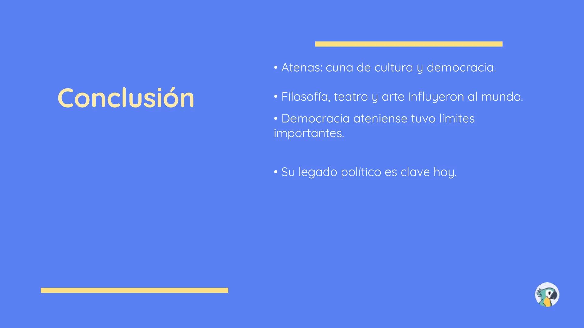 Cultura y
democracia
ateniense
OA 06 y 08
+ Reconocer manifestaciones
culturales de los antiguos griegos.
+ Reconocer los límites y el
decli
