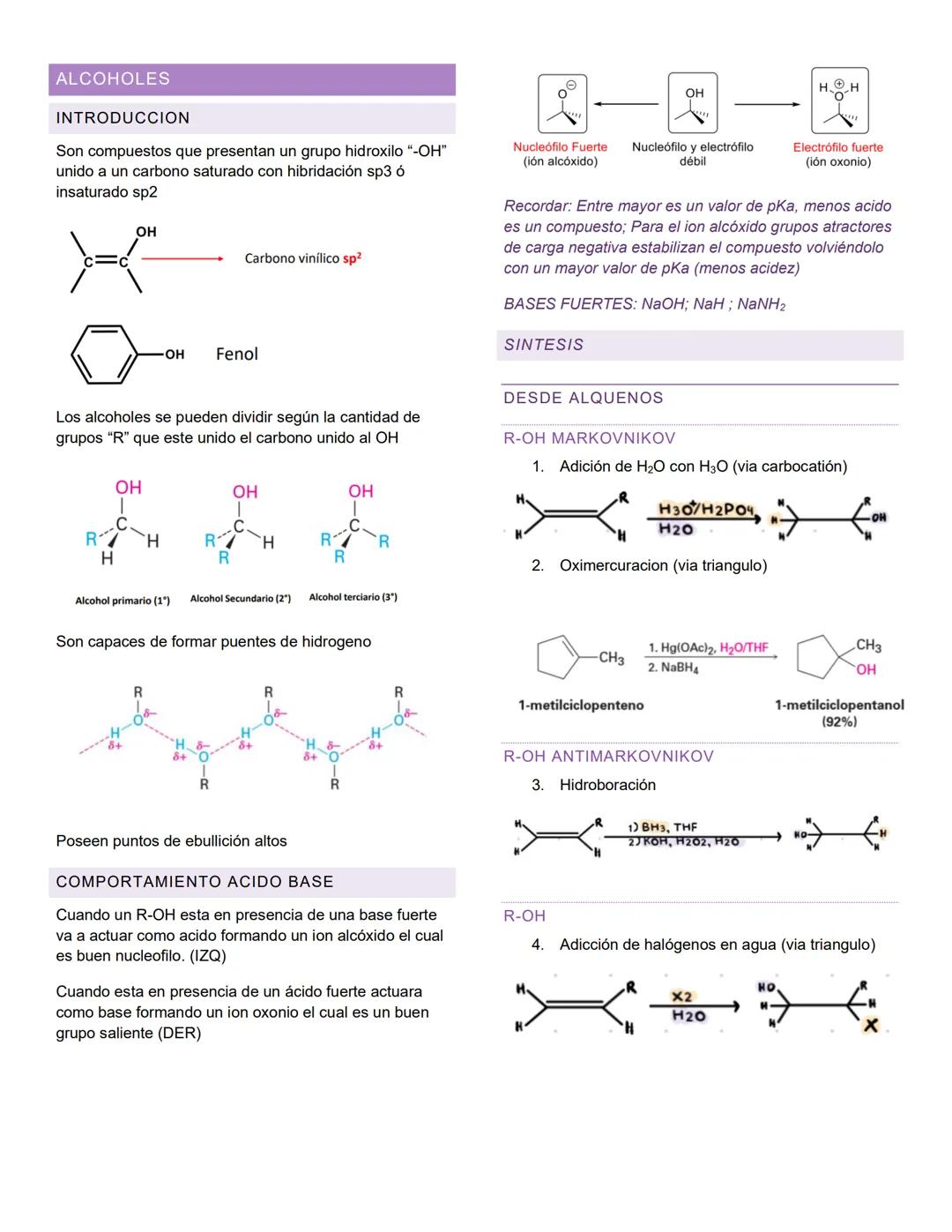 # ALCOHOLES
INTRODUCCION
Son compuestos que presentan un grupo hidroxilo "-OH"
unido a un carbono saturado con hibridación sp3 ó
insaturad