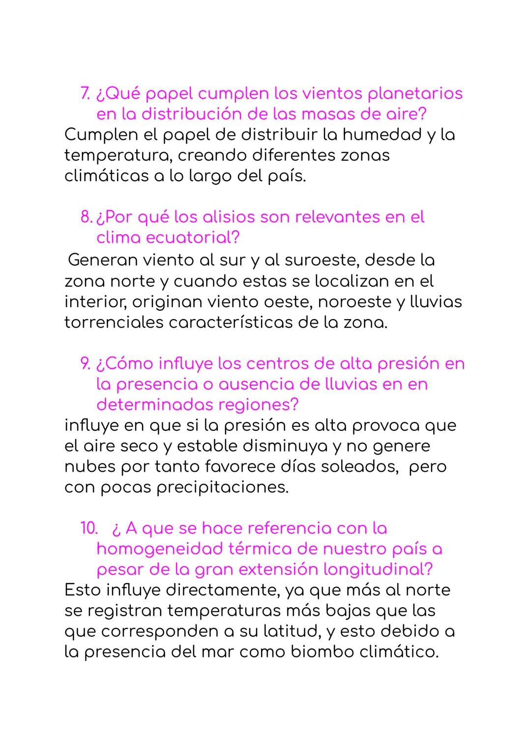 # Cuestionario Climas(Geografía)
1. Lluvias orográficas
Se refiere a aire caliente y húmedo que viene
desde el océano y que se forma en nu