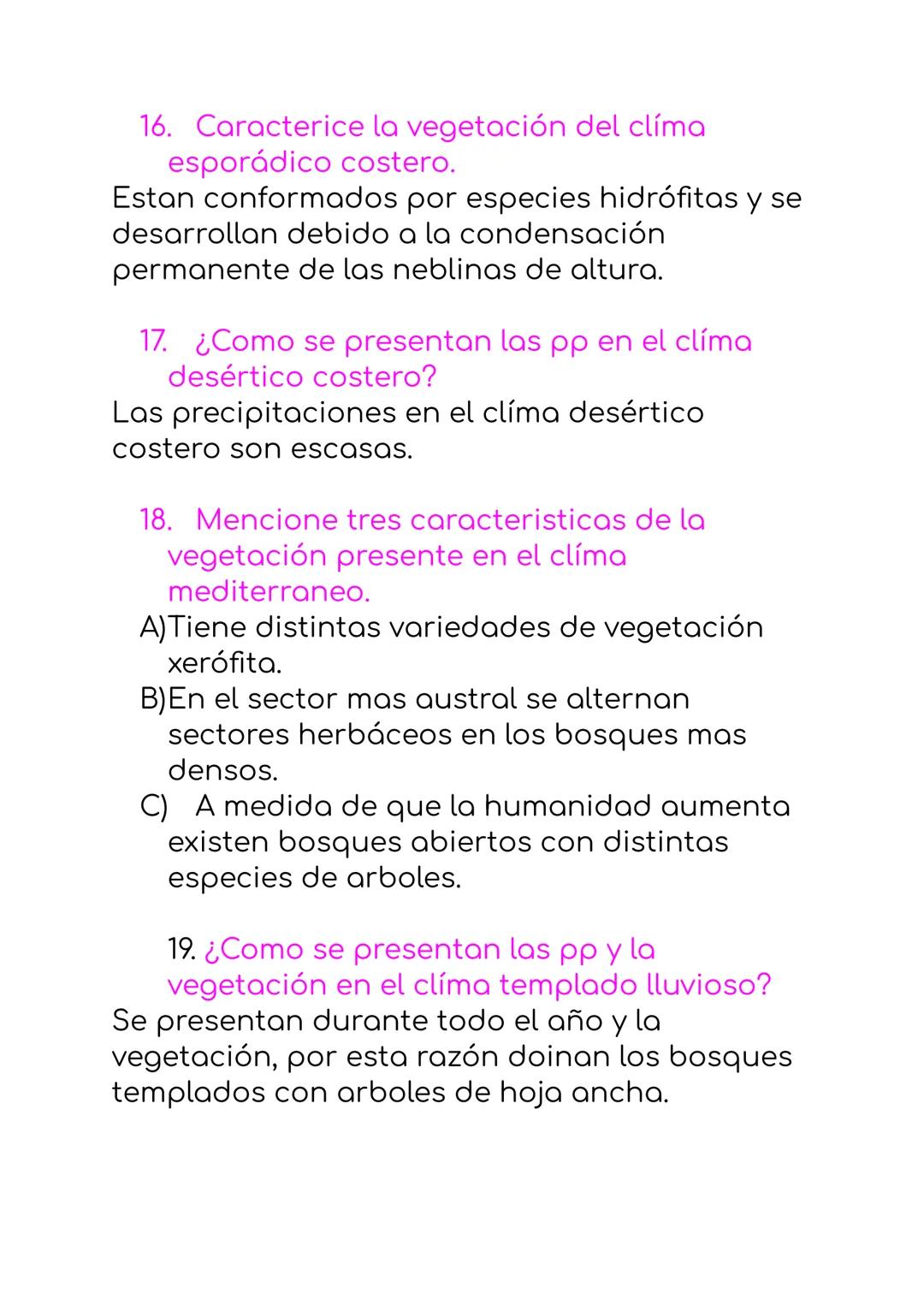 # Cuestionario Climas(Geografía)
1. Lluvias orográficas
Se refiere a aire caliente y húmedo que viene
desde el océano y que se forma en nu