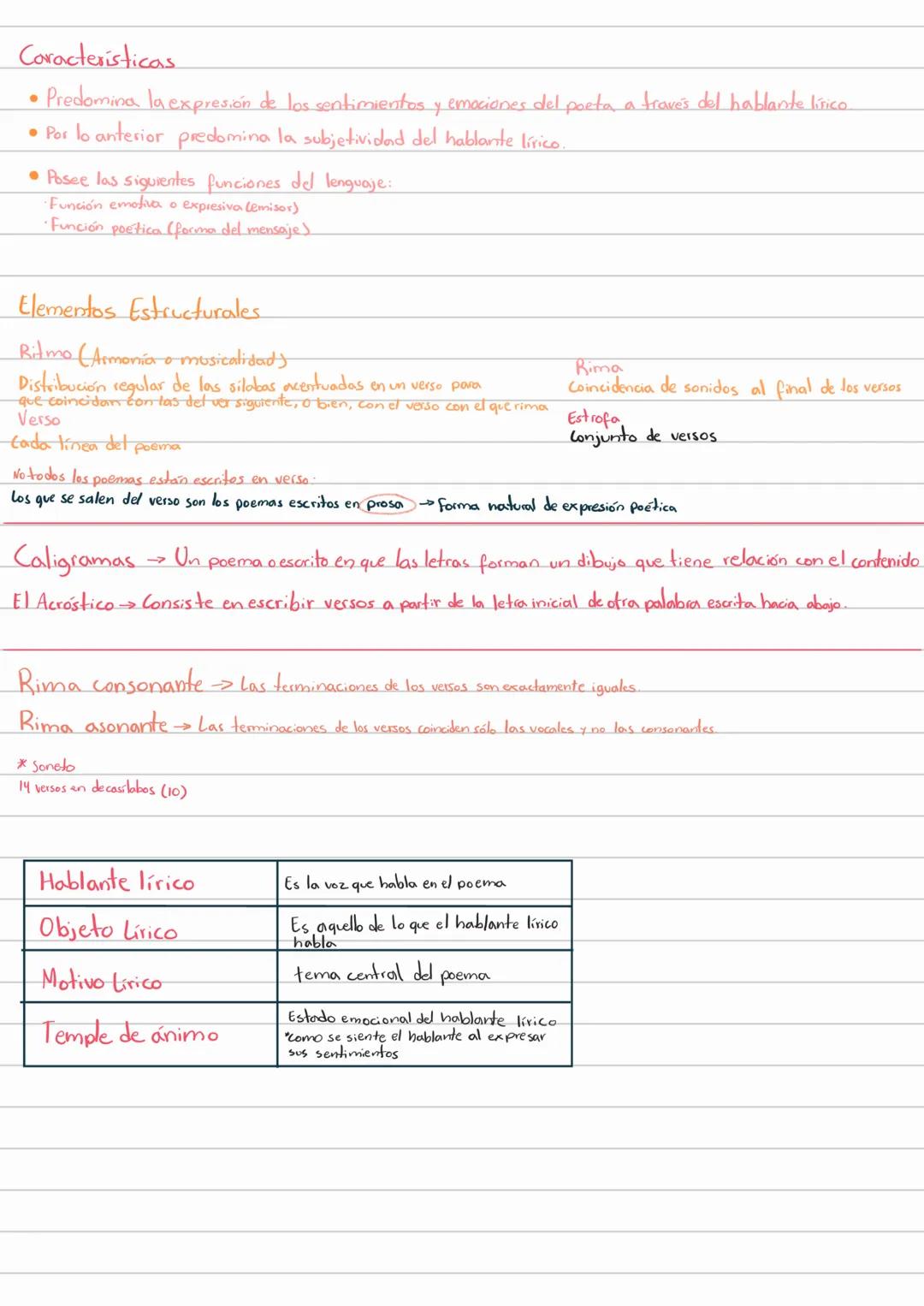 # Características
• Predomina la expresión de los sentimientos y emociones del poeta a través del hablante lírico
• Por lo anterior predomi