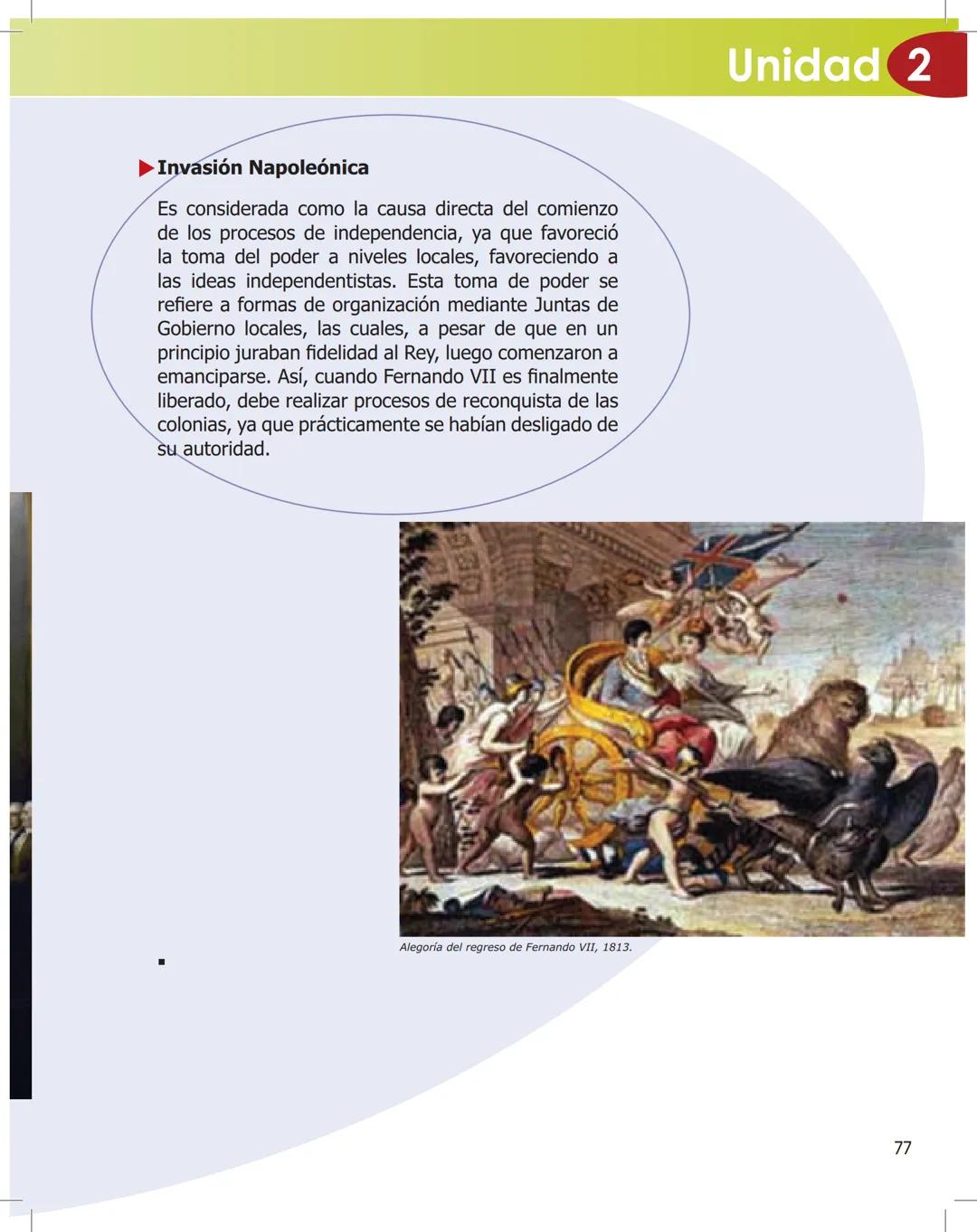 # La Independencia en América y en Chile
Aun cuando en este período en Hispanoamérica existían diferentes realidades,
las distintas colonia