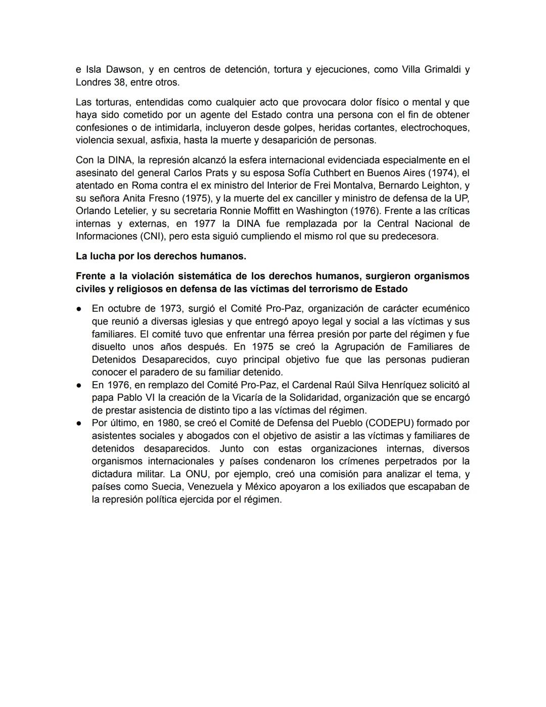 APUNTES: Dictadura militar y DD.HH.
A partir del 11 de septiembre de 1973 se estableció en el país un nuevo gobierno
concebido, según sus p