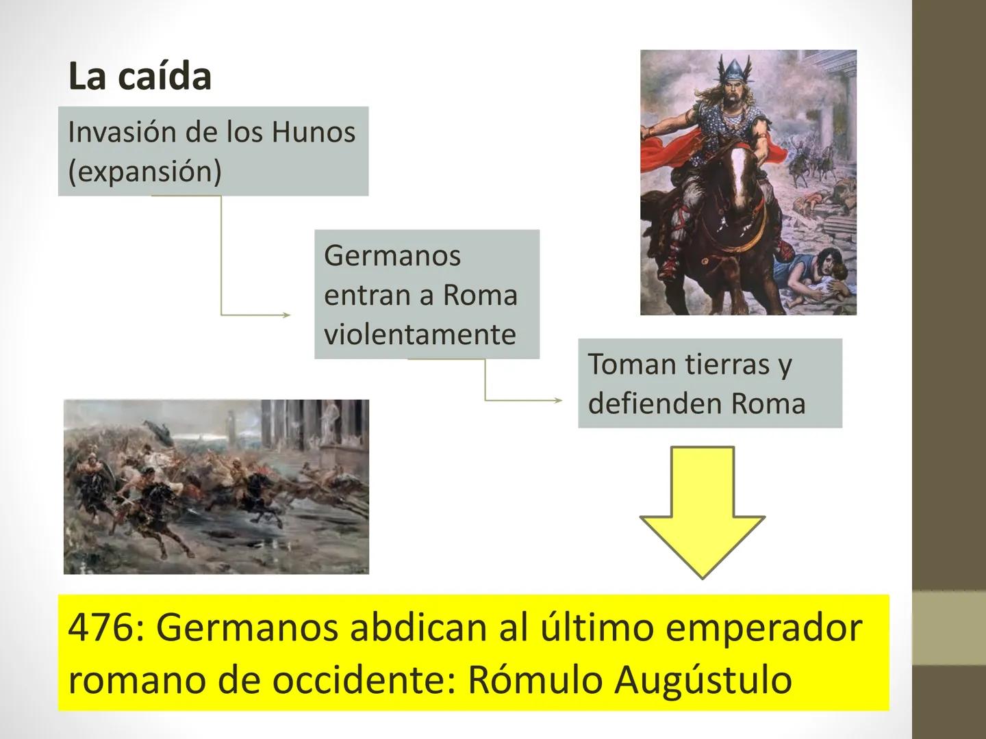 # Caída del Imperio
Romano de
Occidente
Prof. Valeria Lizana # Causas
Gran extensión del imperio
Autonomía económica
Difícil comunicac