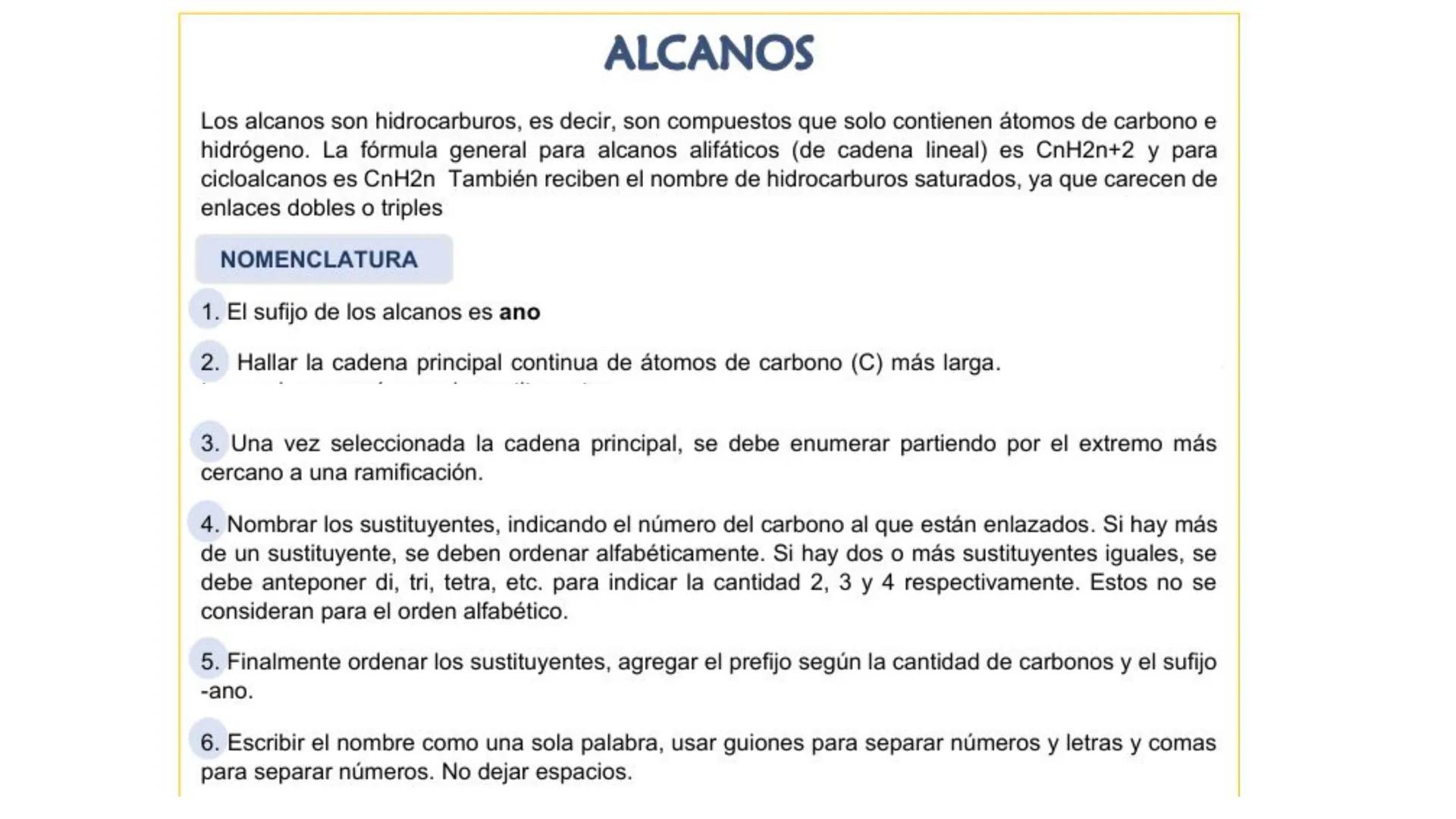 # QUÍMICA ORGÁNICA
COMPUESTOS ORGÁNICOS: NOMENCLATURA DE HIDROCARBUROS
OBJETIVO: Identificar hidrocarburos y nombrarlos según las reglas d