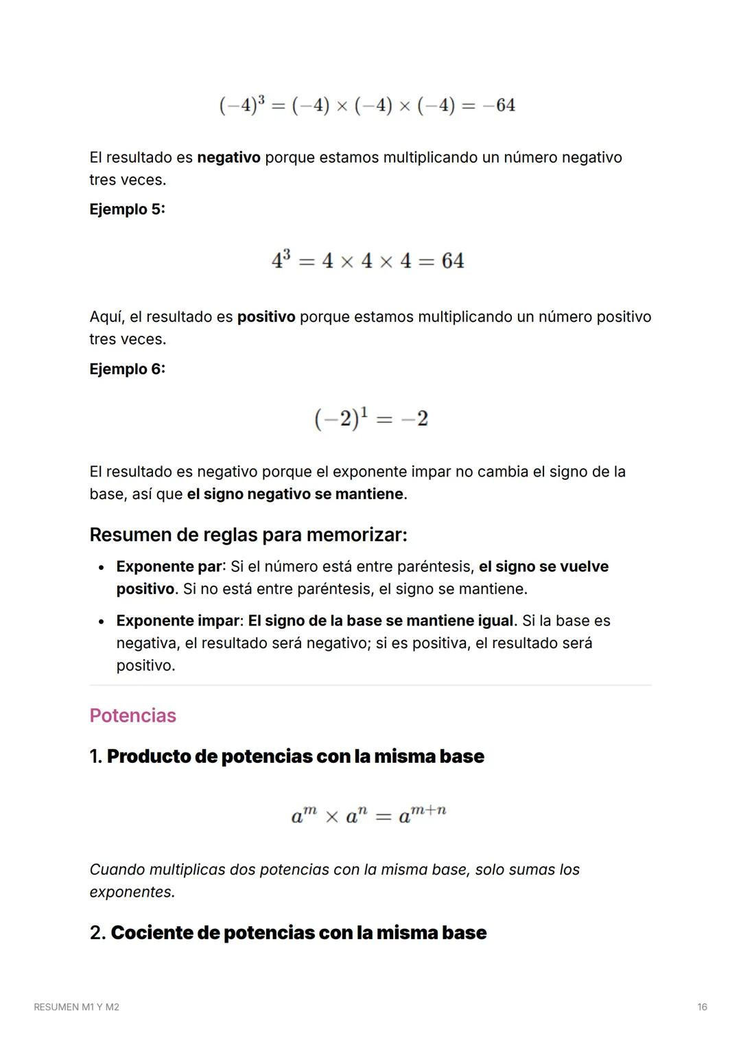 # RESUMEN M1 Y M2
COMPLETO (part. 1)
## Eje Números Enteros y Racionales
LA SUMA O RESTA DE:
- DOS PARES DAN COMO RESULTADO UN NÚMERO PA