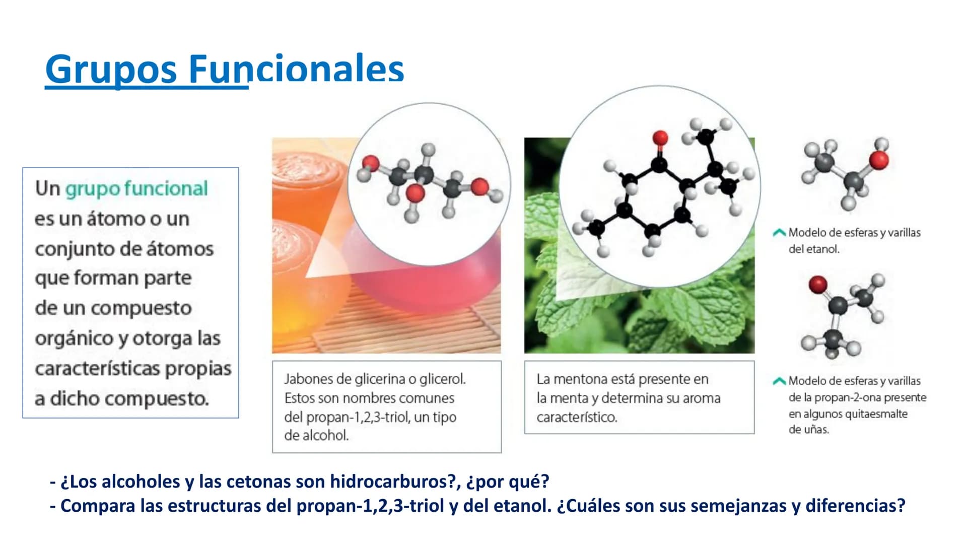 # Química Orgánica
"Grupos Funcionales"
Química H
H
H
C
C
H
C
C
C
C
H
H
C
C
H
H
Lubricantes
Gasolina
Queroseno
Parafina
Neumáticos
Deterge