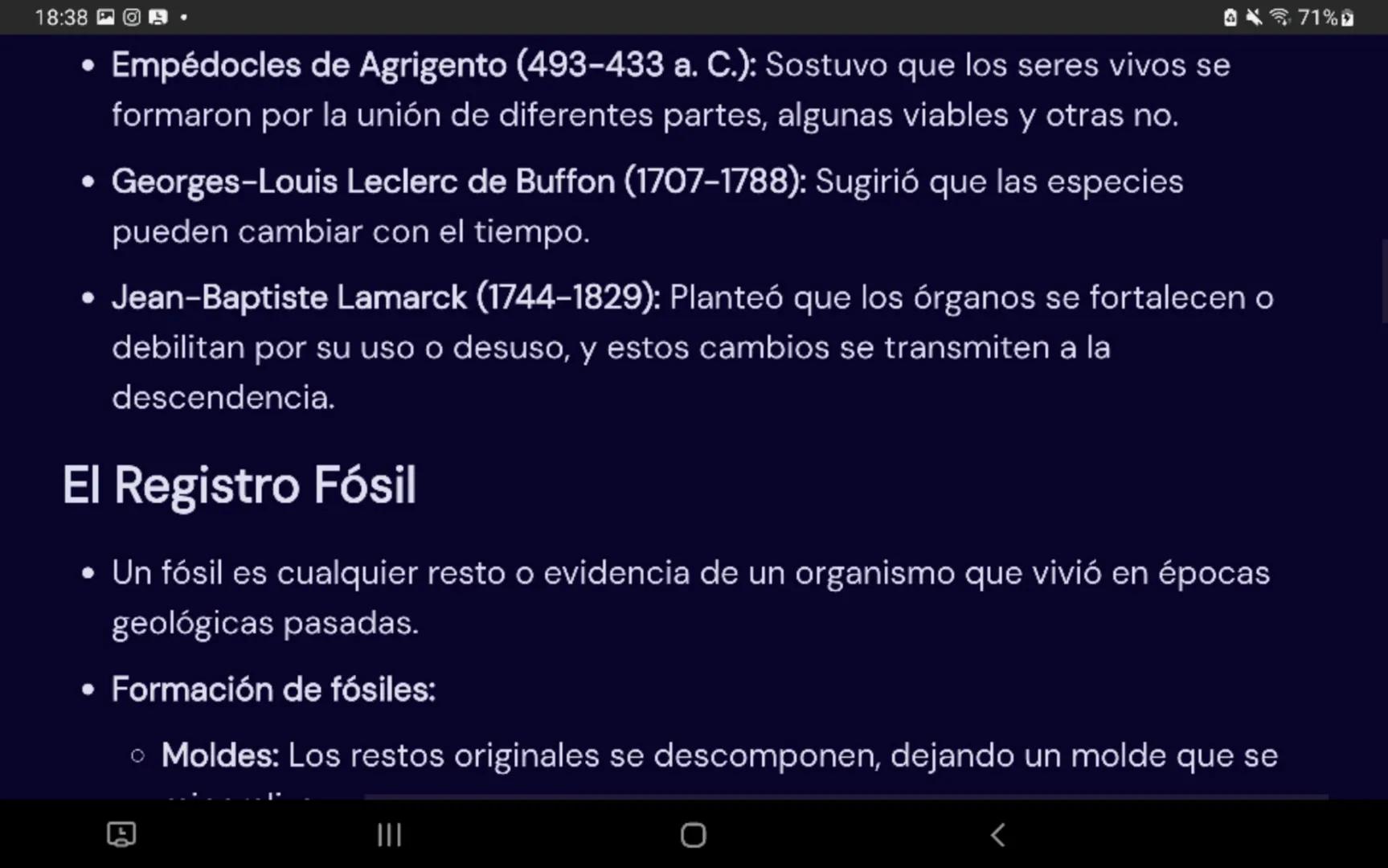 18:38
Evolución Biológica y Evidencias
Ideas Centrales
• La diversidad de la vida en la Tierra ha sido objeto de estudio a lo largo de la
