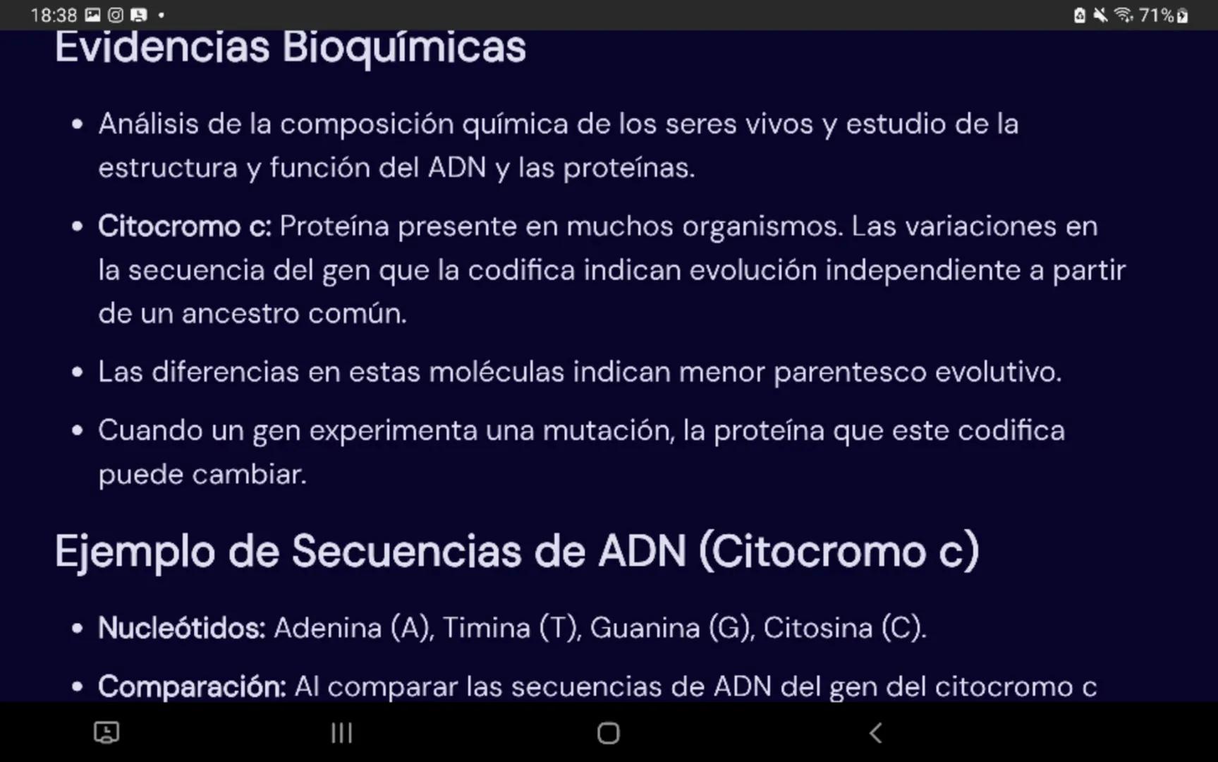 18:38
Evolución Biológica y Evidencias
Ideas Centrales
• La diversidad de la vida en la Tierra ha sido objeto de estudio a lo largo de la