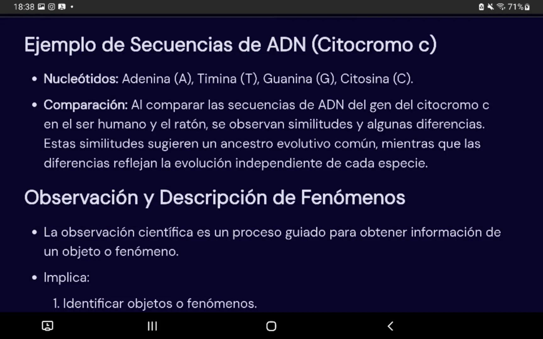 18:38
Evolución Biológica y Evidencias
Ideas Centrales
• La diversidad de la vida en la Tierra ha sido objeto de estudio a lo largo de la
