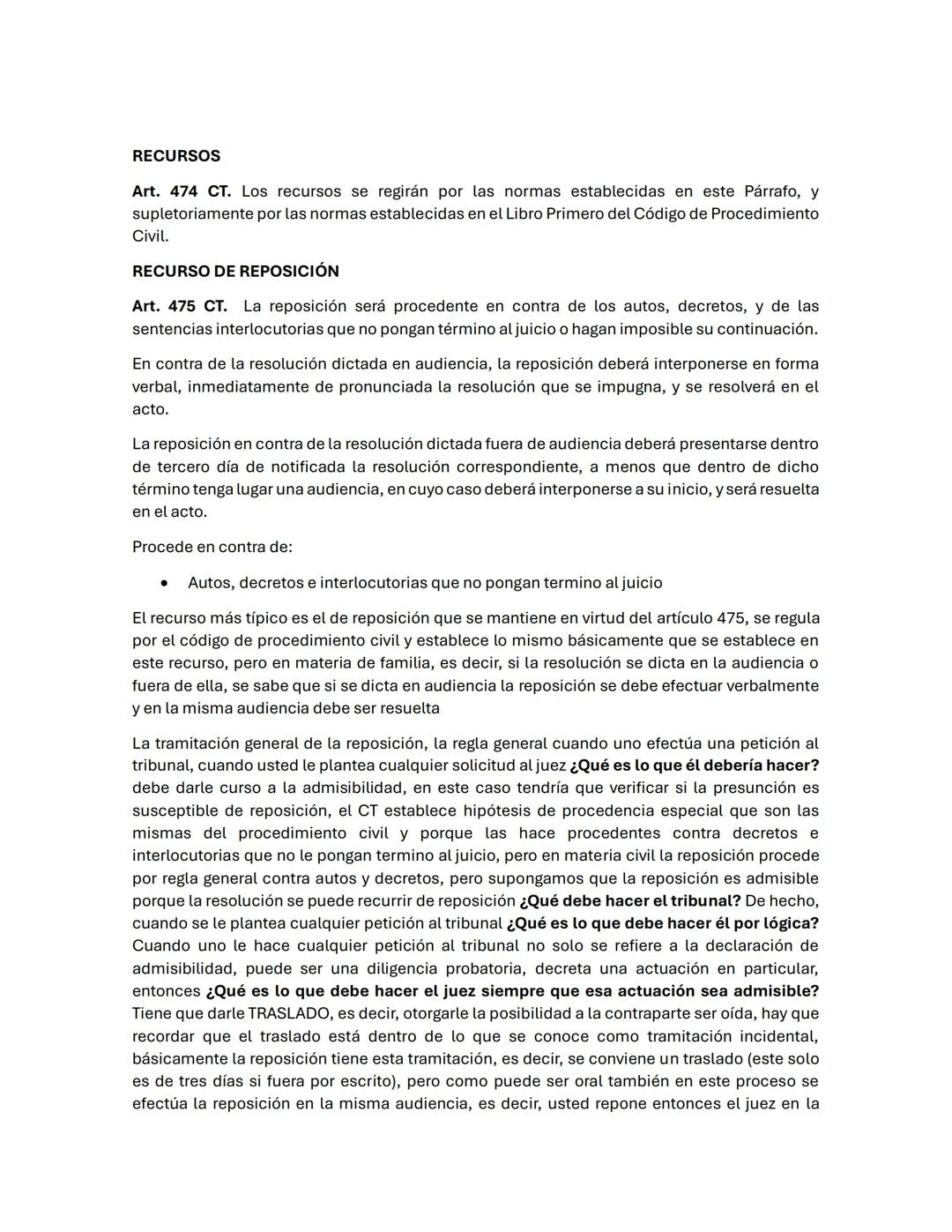 # RECURSOS
Art. 474 CT. Los recursos se regirán por las normas establecidas en este Párrafo, y
supletoriamente por las normas establecidas