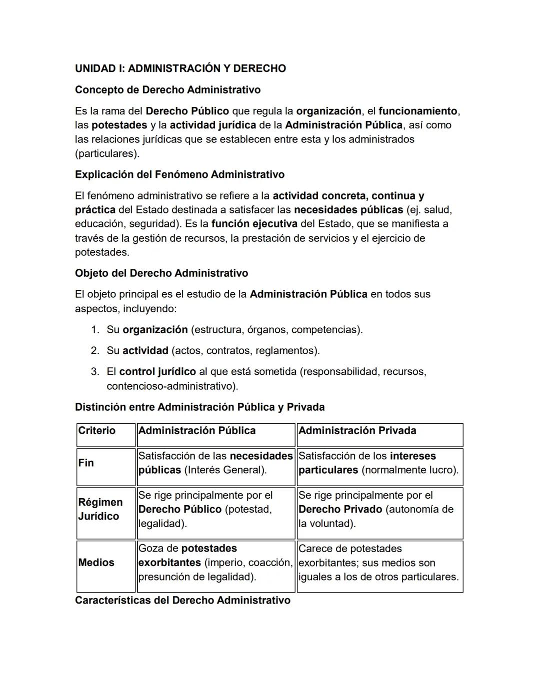 # UNIDAD I: ADMINISTRACIÓN Y DERECHO
Concepto de Derecho Administrativo
Es la rama del Derecho Público que regula la organización, el func