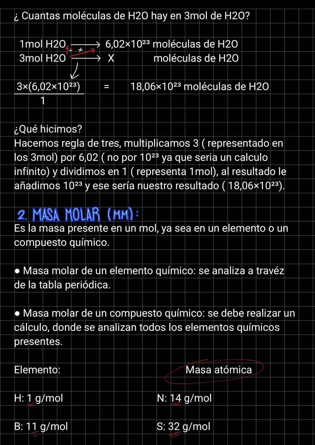# ESTEQUIOMETRÍA
MOL:
El mol es la cantidad de sustancia presente en entidades
elementales especificas, como átomos, moléculas, iones,
ele