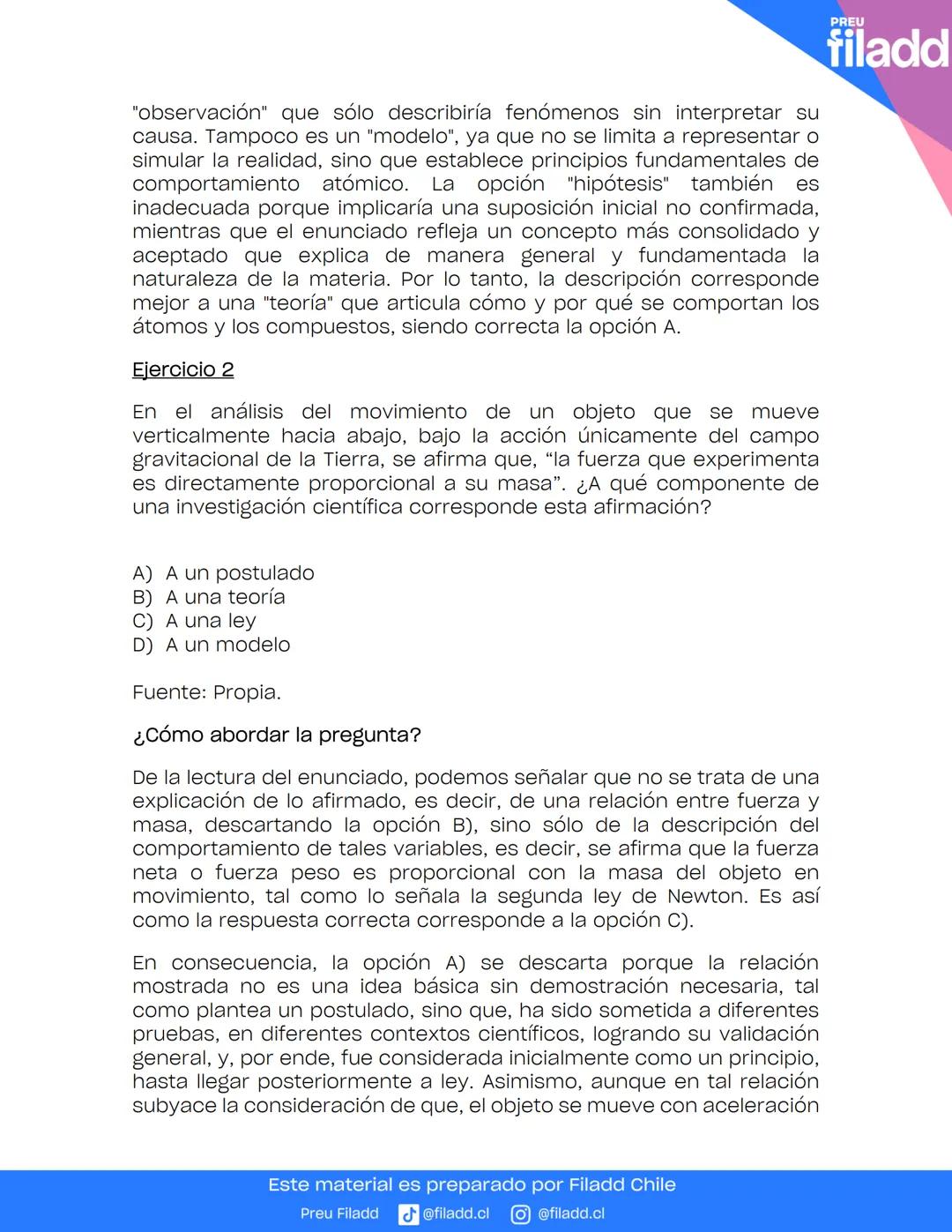 # GUÍA TEORICA
Ciencias Integradas
GUÍA
TEÓRICA
Preu Filadd @filadd.cl @filadd.cl
PREU
filadd # Habilidades científicas
## Introducción