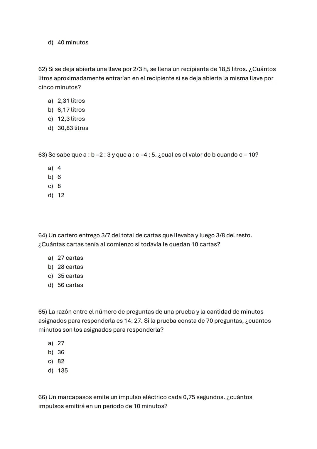 1) -3-3x3:3+3
A) -6
B) -3
C) 0
D) 3
2) Si al número -8 se le resta el doble de -6 y al resultado se le agrega el
cubo de-3, resulta:
A) 7
B