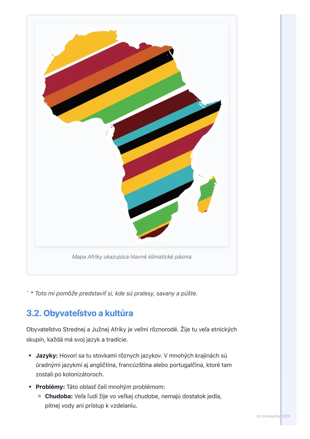 # Stredná a Južná Afrika
1. Prehľad / Úvod
Takže, ideme sa učiť o Strednej a Južnej Afrike. Je to obrovská časť kontinentu
Afrika, ktorá j