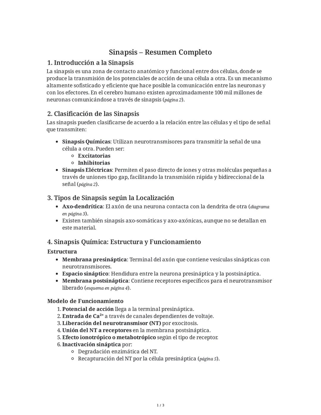 Sinapsis: Introducción y Clasificación