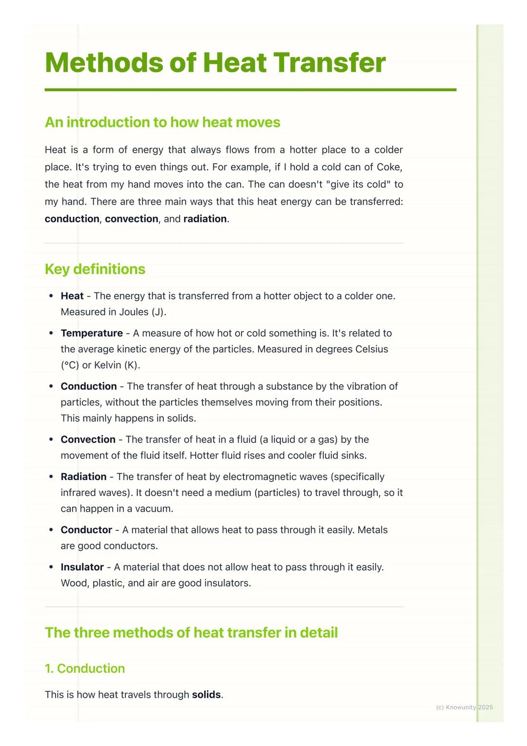 # Methods of Heat Transfer
An introduction to how heat moves
Heat is a form of energy that always flows from a hotter place to a colder
pl