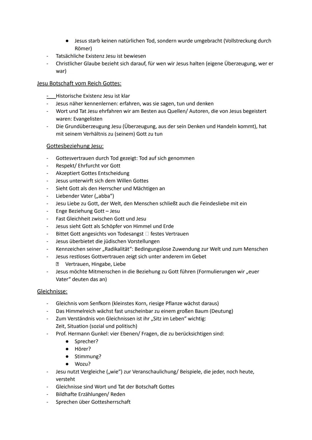 Religion Abiturstoff
Q1: Jesus Christus- das menschgewordene Wort Gottes: Die Reich-Gottes-Botschaft, Die
Auferstehung Jesu (Hoffnung über