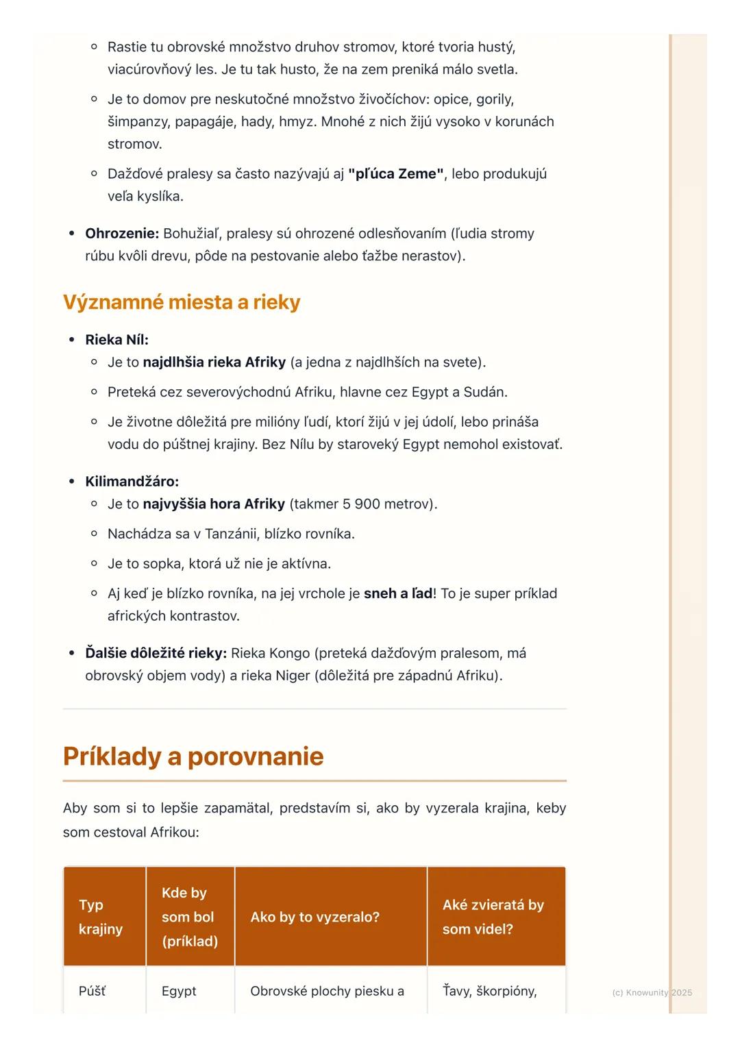 # Povrch Afriky – púšte, savany,
dažďové pralesy
Úvod/Prehľad
Afrika je obrovský kontinent a má veľmi rôznorodú prírodu. Dnes sa pozrieme