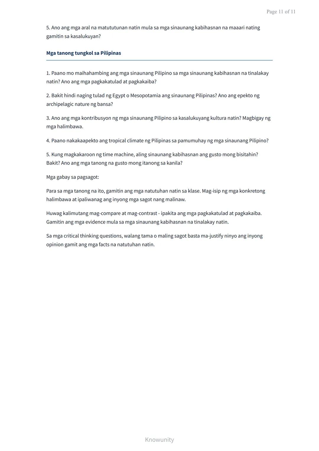 # Sinauang Kabihasnan ng Daigdig: Pagkakatulad at Pagkakaiba
Pag-aaral ng mga sinauang kabihasnan at kanilang mga katangian
## Mga Layunin