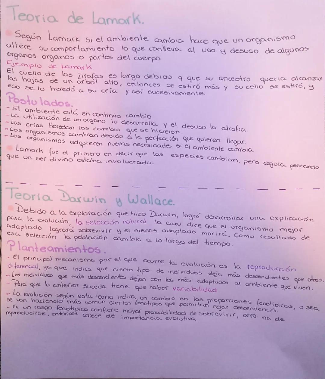 Teoria de Lamark y Darwin/Wallace