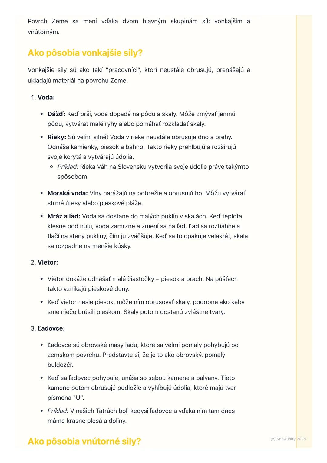 # Vznik a premeny povrchu
1. Prehľad, ako sa mení povrch Zeme
Povrch Zeme, to je všetko, čo vidíme okolo seba hory, údolia, rieky, roviny.