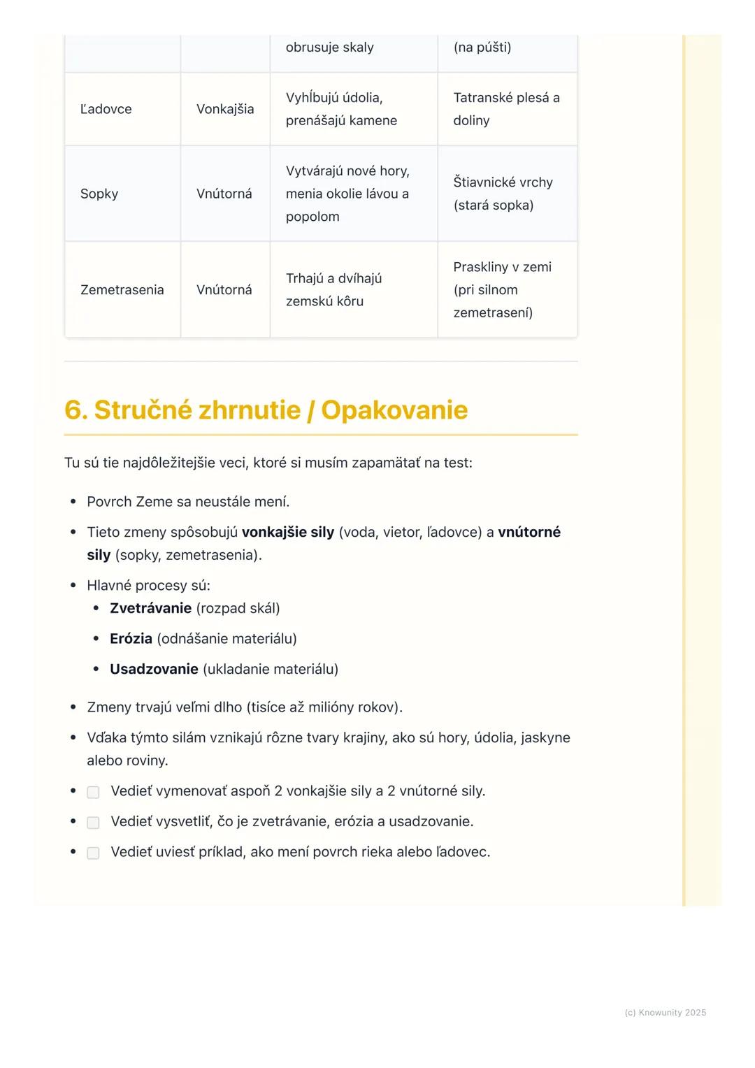 # Vznik a premeny povrchu
1. Prehľad, ako sa mení povrch Zeme
Povrch Zeme, to je všetko, čo vidíme okolo seba hory, údolia, rieky, roviny.