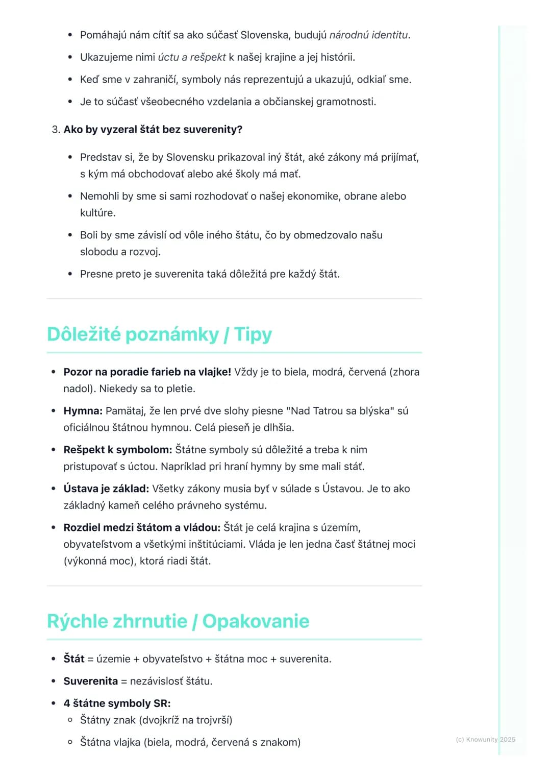 # Štát a jeho symboly
Prehľad / úvod
Dnes si preberieme, čo je to štát a aké má dôležité symboly. Je to kľúčová
téma pre občiansku náuku,