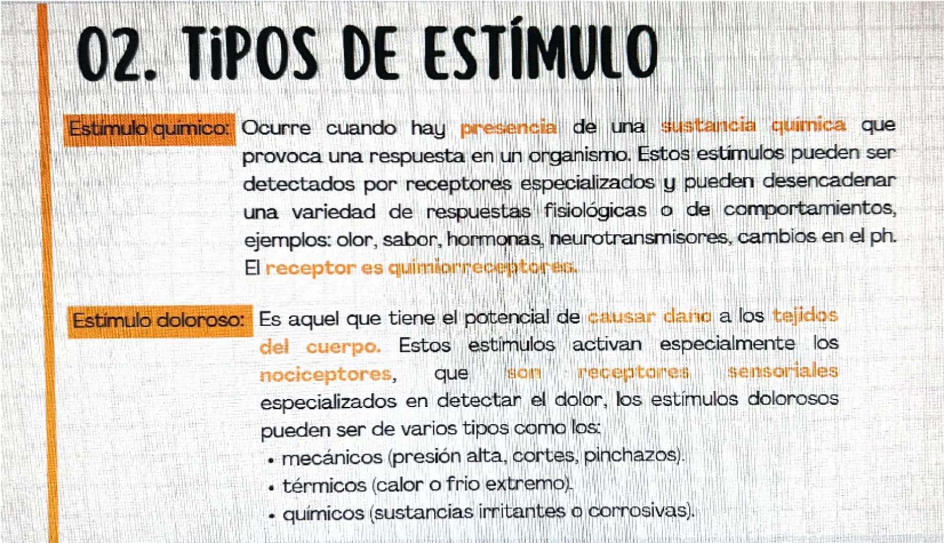 # 01. RESPUESTA A ESTÍMULOS
¿Qué es un estimulo? R: Un estímulo es cualquier cambio o señal en el ambiente interno
o externo de un organism